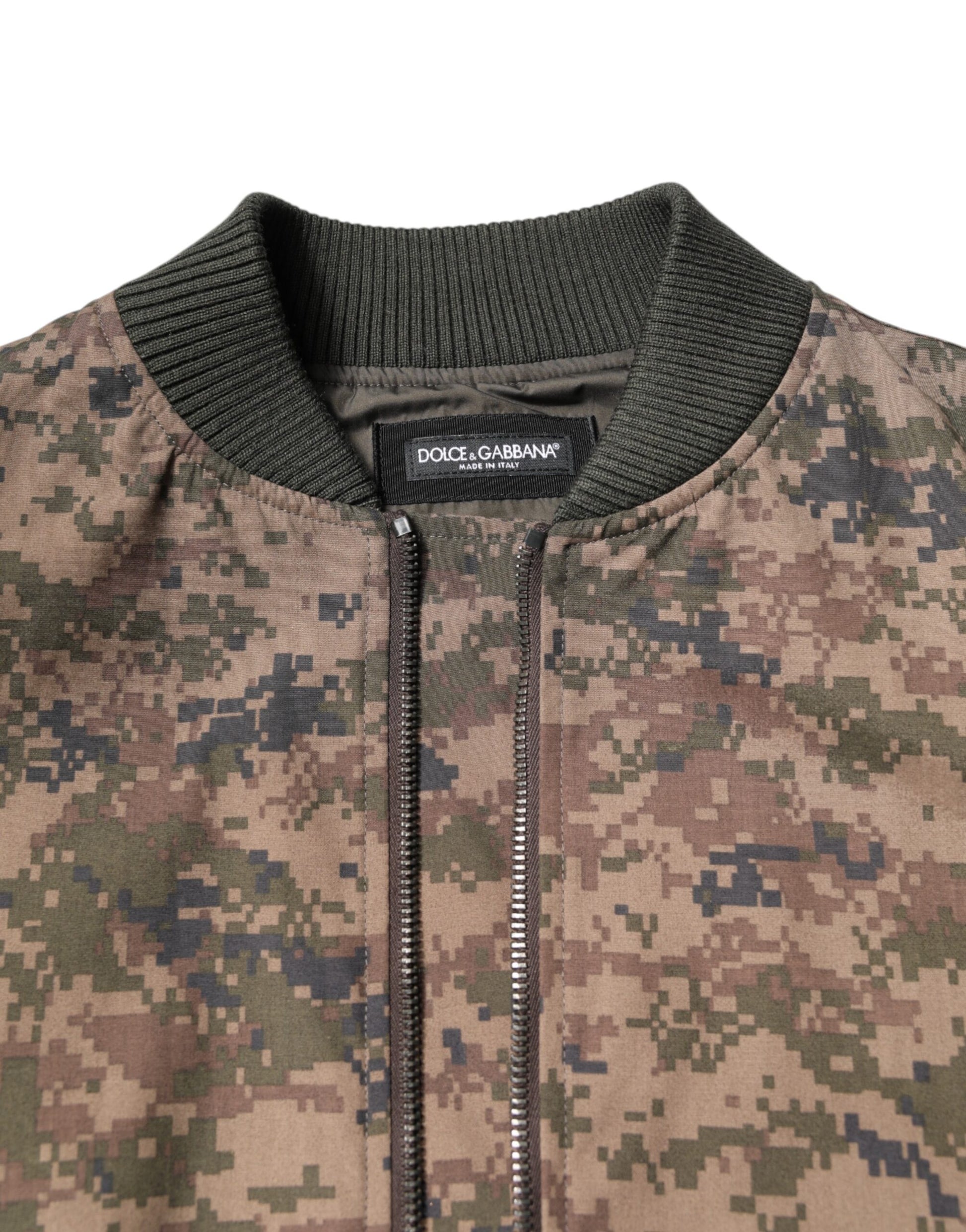 Dolce & Gabbana Brown Camouflage Bomber Full Zip Jacket Dolce & Gabbana