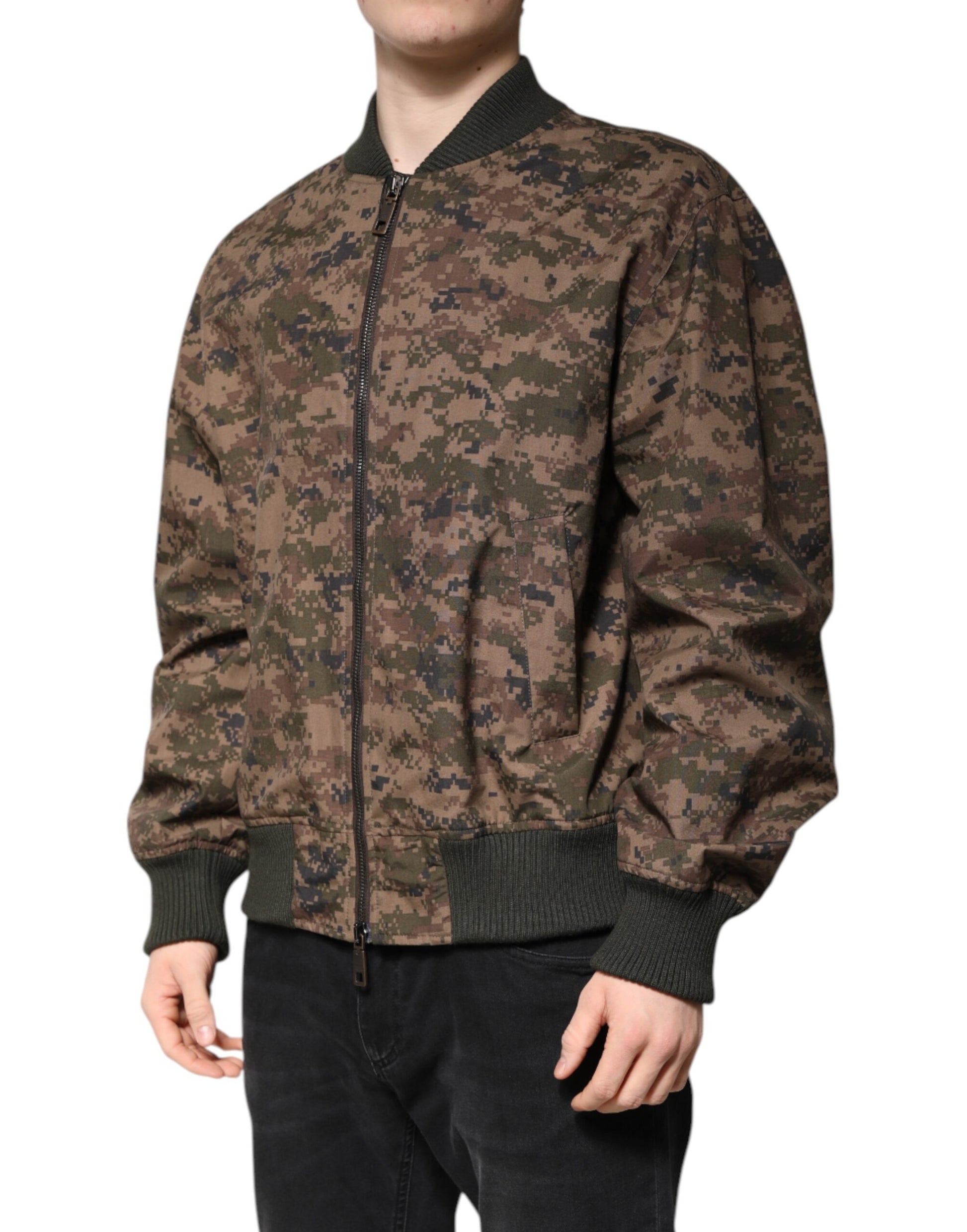 Dolce & Gabbana Brown Camouflage Bomber Full Zip Jacket Dolce & Gabbana