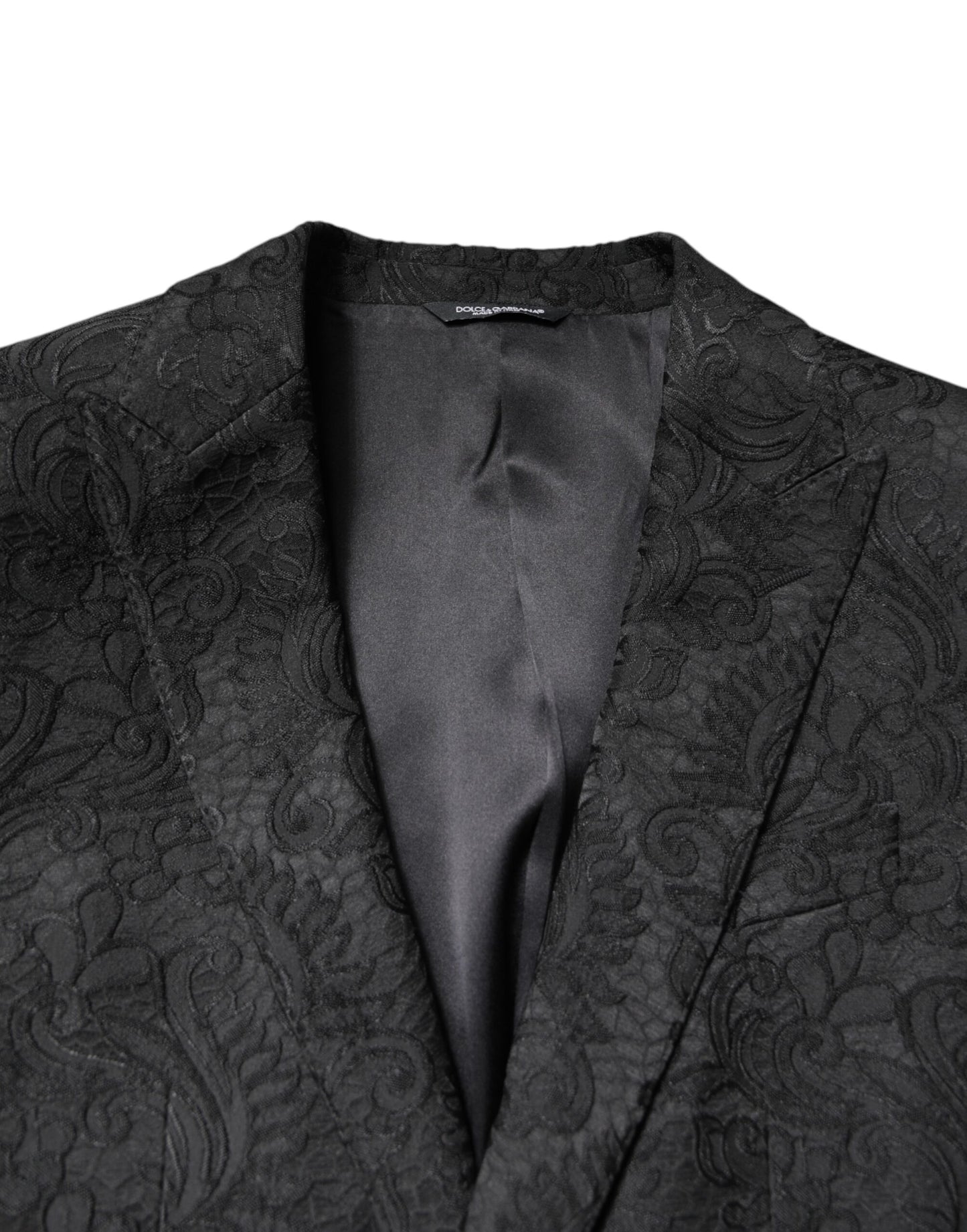 Dolce & Gabbana Black Floral Jacquard Coat Jacket Blazer Dolce & Gabbana