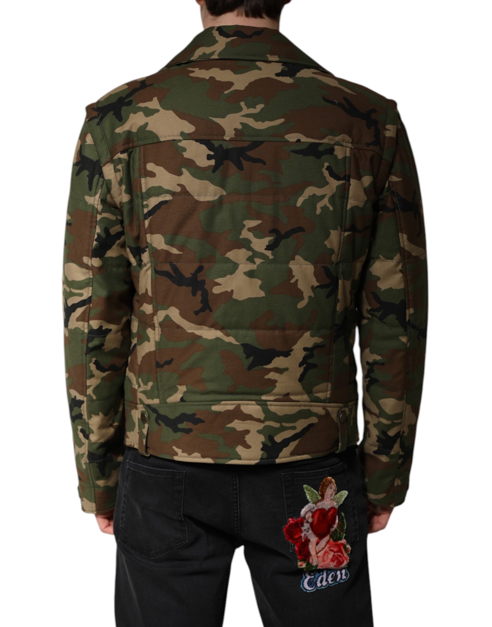 Dolce & Gabbana Multicolor Camouflage Nylon Biker Jacket Dolce & Gabbana