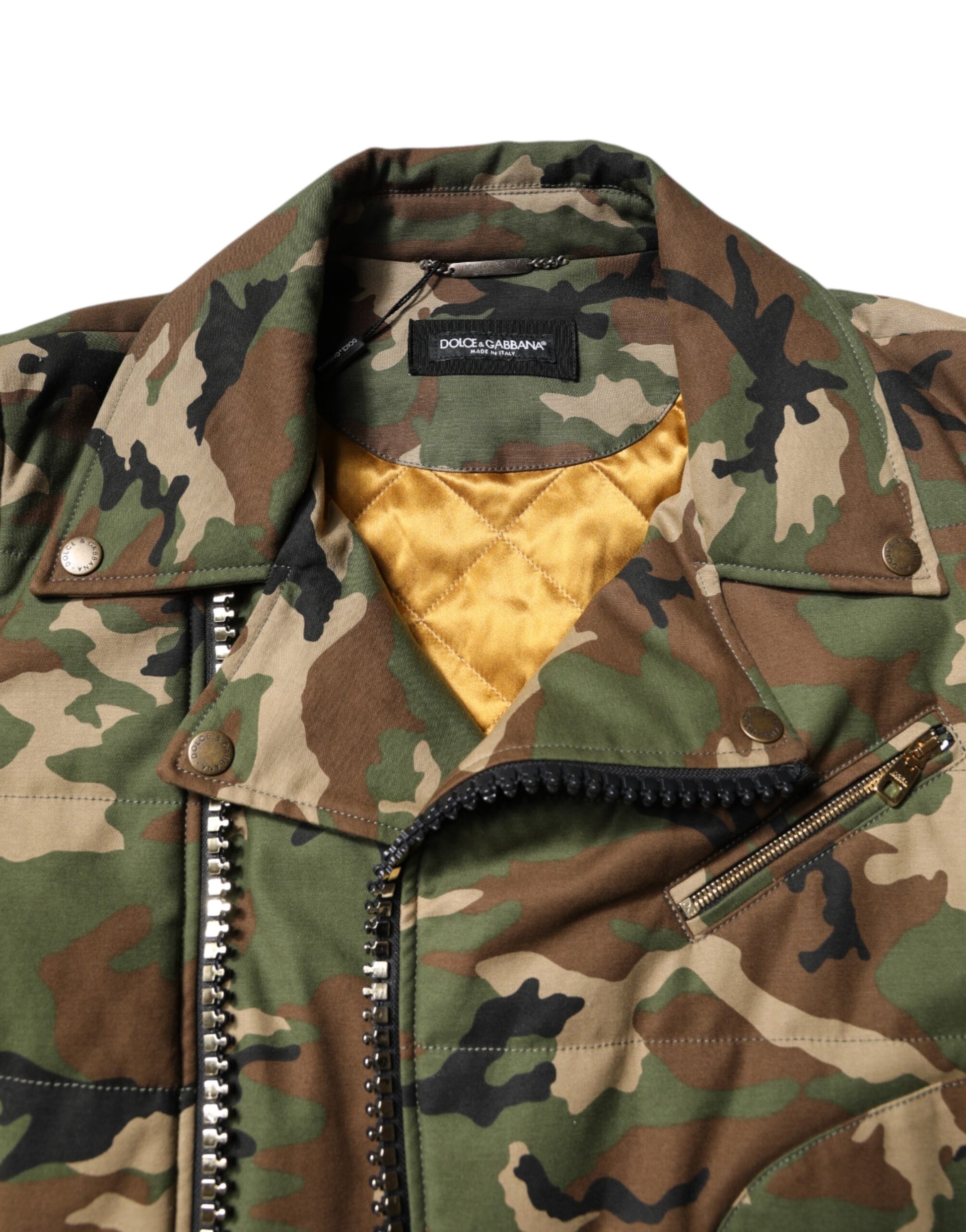 Dolce & Gabbana Multicolor Camouflage Nylon Biker Jacket Dolce & Gabbana