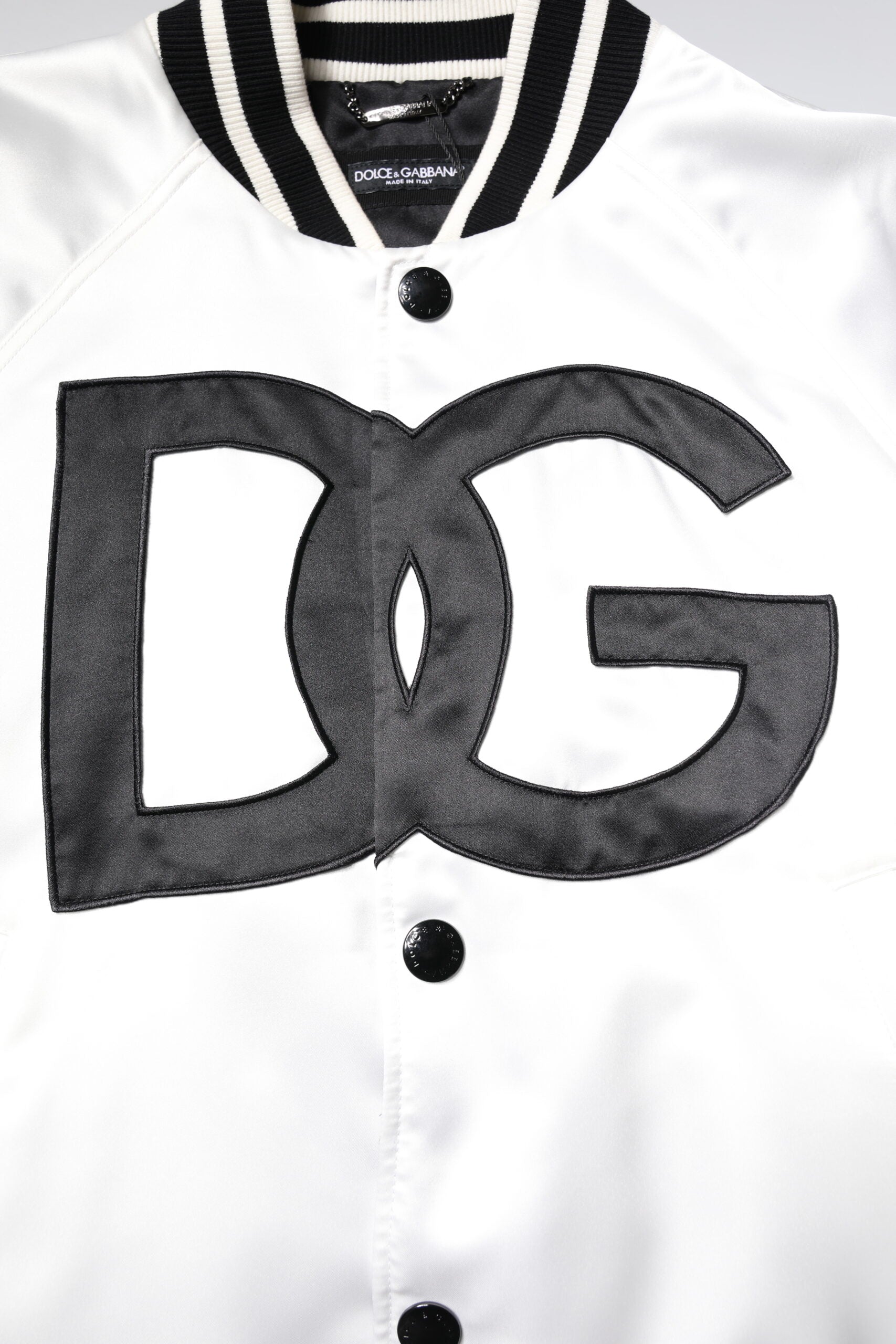 Dolce & Gabbana White DG Logo Polyester Jersey Bomber Jacket Dolce & Gabbana
