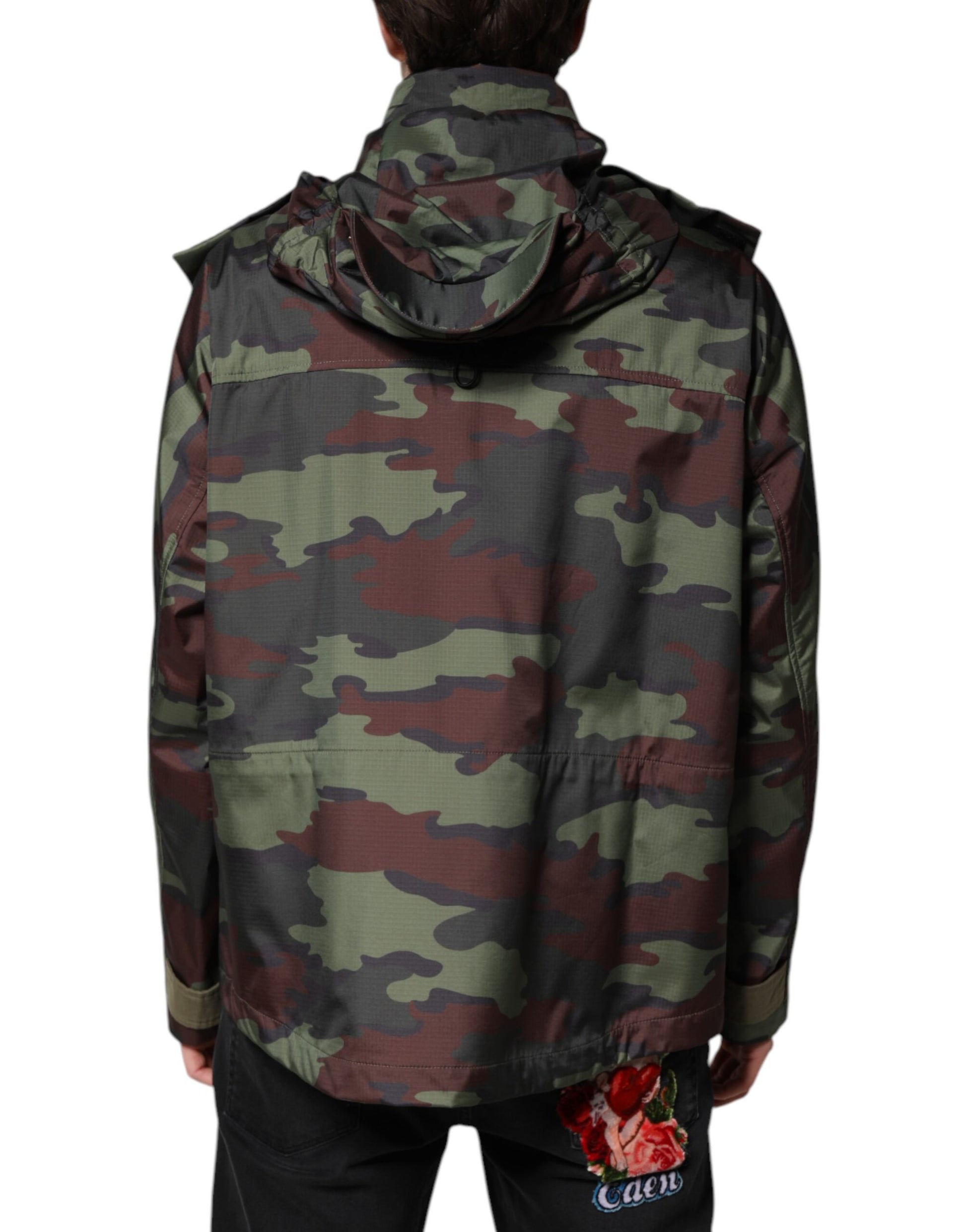 Dolce & Gabbana Multicolor Camouflage Button Hooded Jacket Dolce & Gabbana