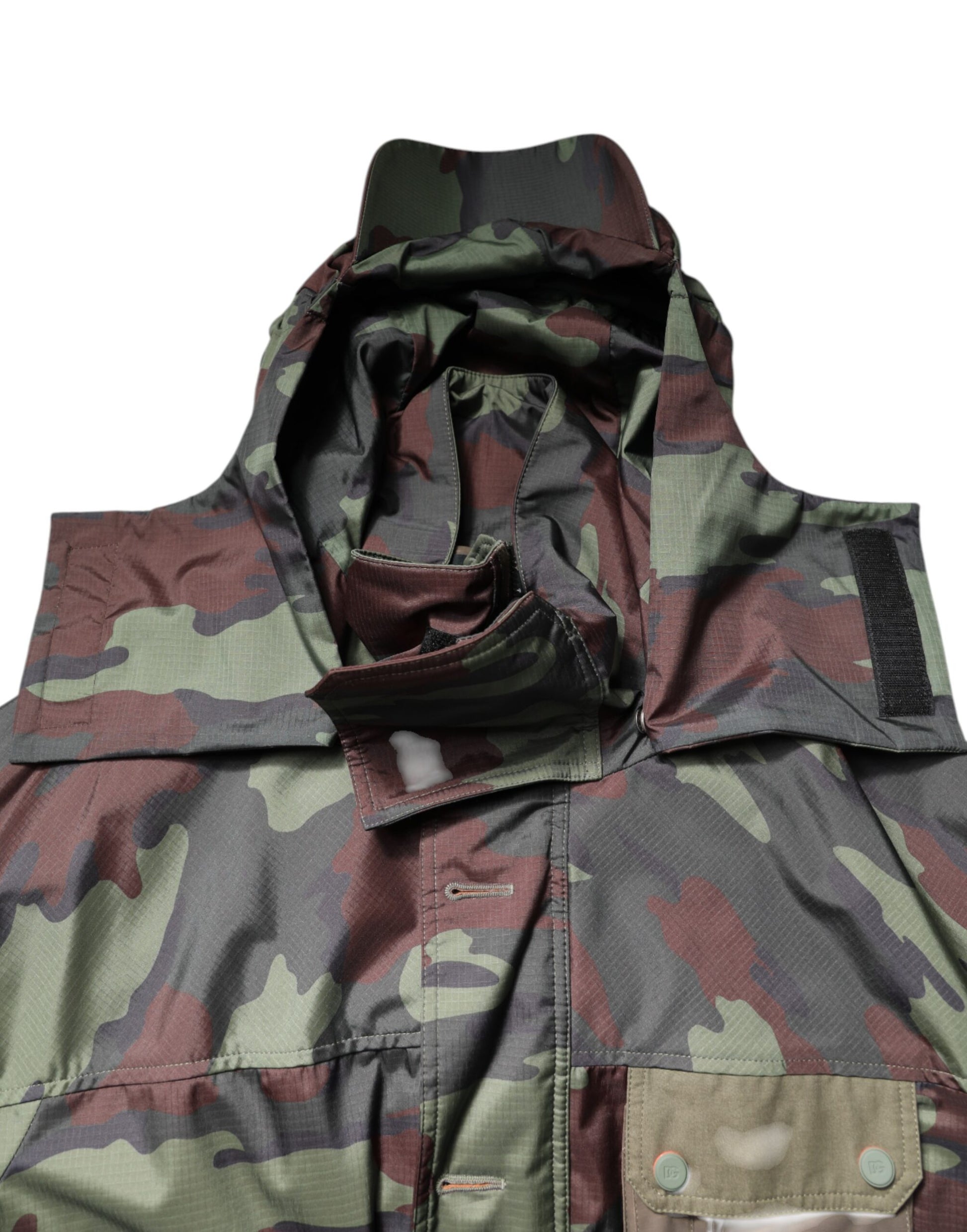 Dolce & Gabbana Multicolor Camouflage Button Hooded Jacket Dolce & Gabbana