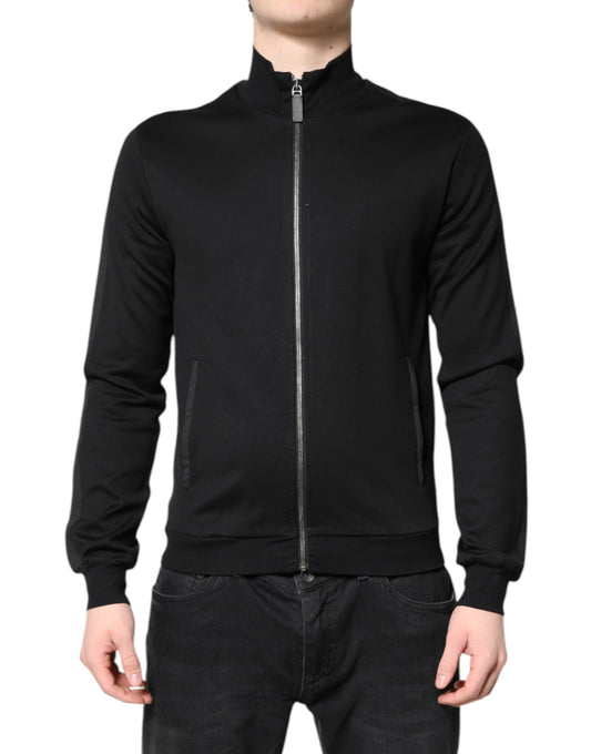 Dolce & Gabbana Black Cotton Logo Full Zip Men Bomber Jacket Dolce & Gabbana