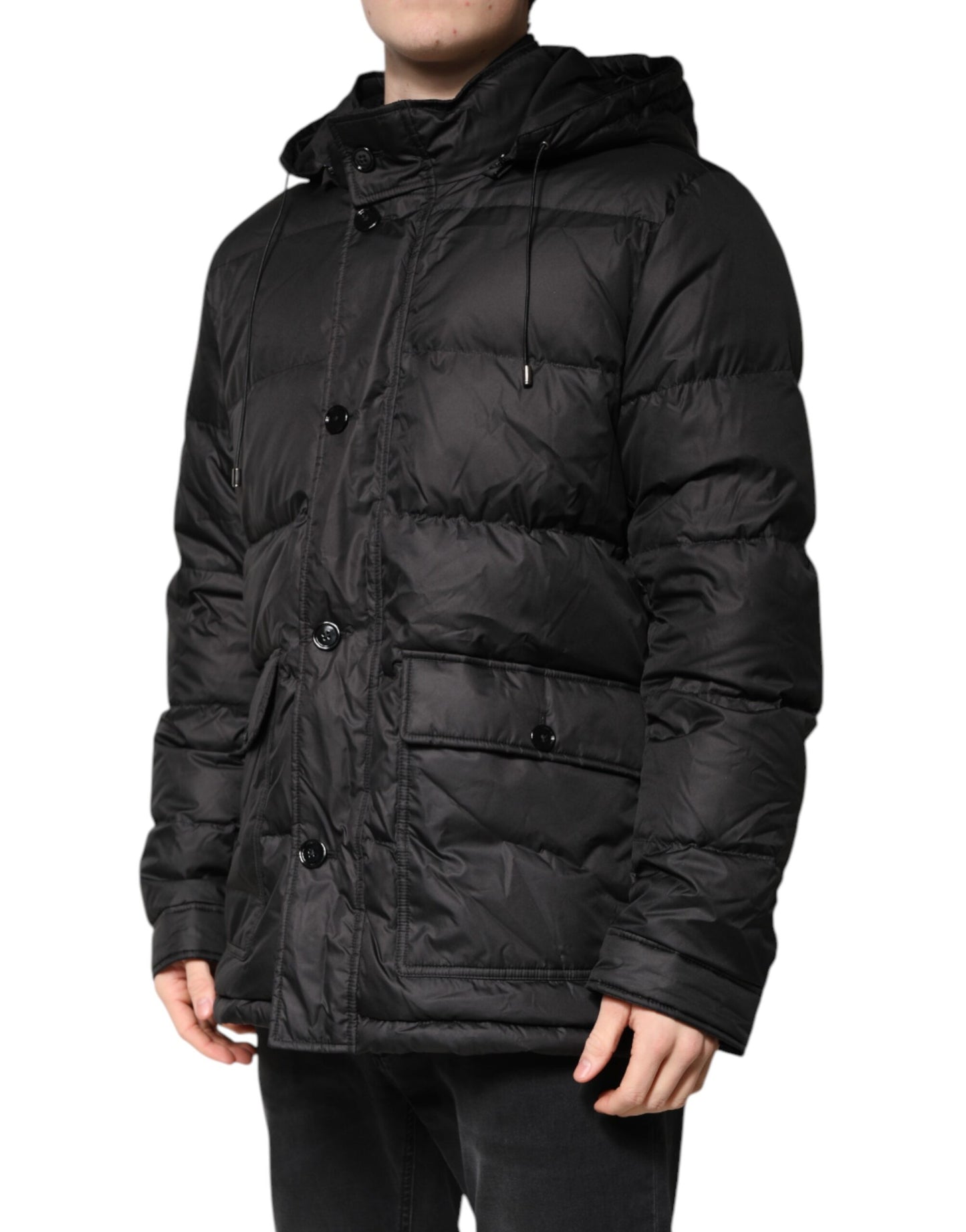 Dolce & Gabbana Black Hooded Parka Coat Winter Jacket Dolce & Gabbana