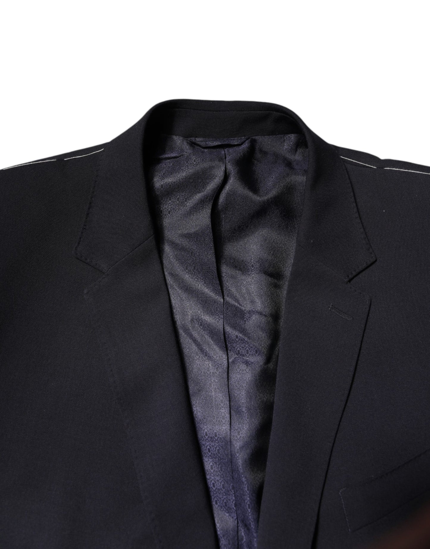Dolce & Gabbana Dark Blue Wool Single Breasted Coat Blazer Dolce & Gabbana