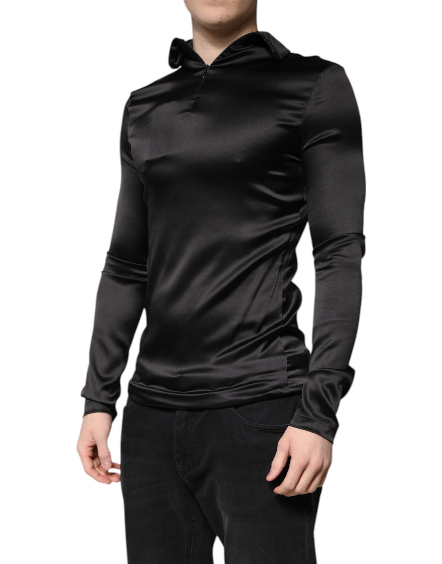 Dolce & Gabbana Black Silk Turtleneck Men Pullover Sweater Dolce & Gabbana