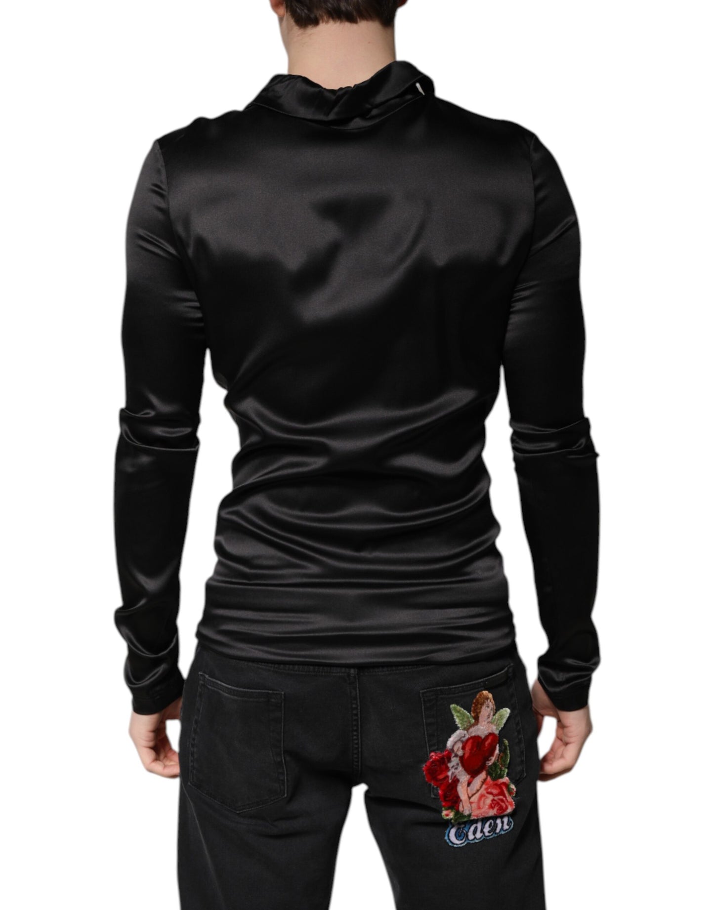 Dolce & Gabbana Black Silk Turtleneck Men Pullover Sweater Dolce & Gabbana