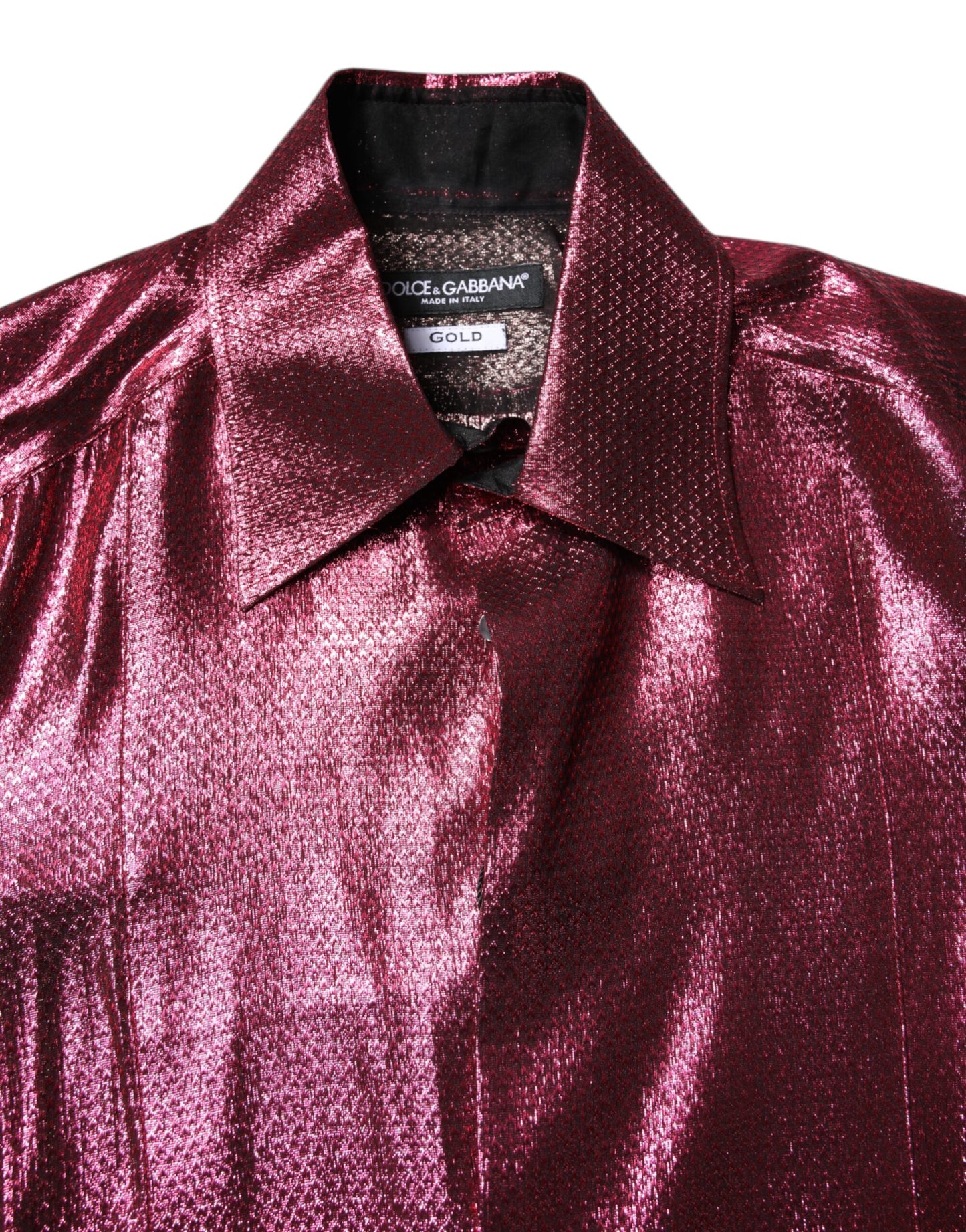Dolce & Gabbana Metallic Red Cotton GOLD Dress Formal Shirt Dolce & Gabbana