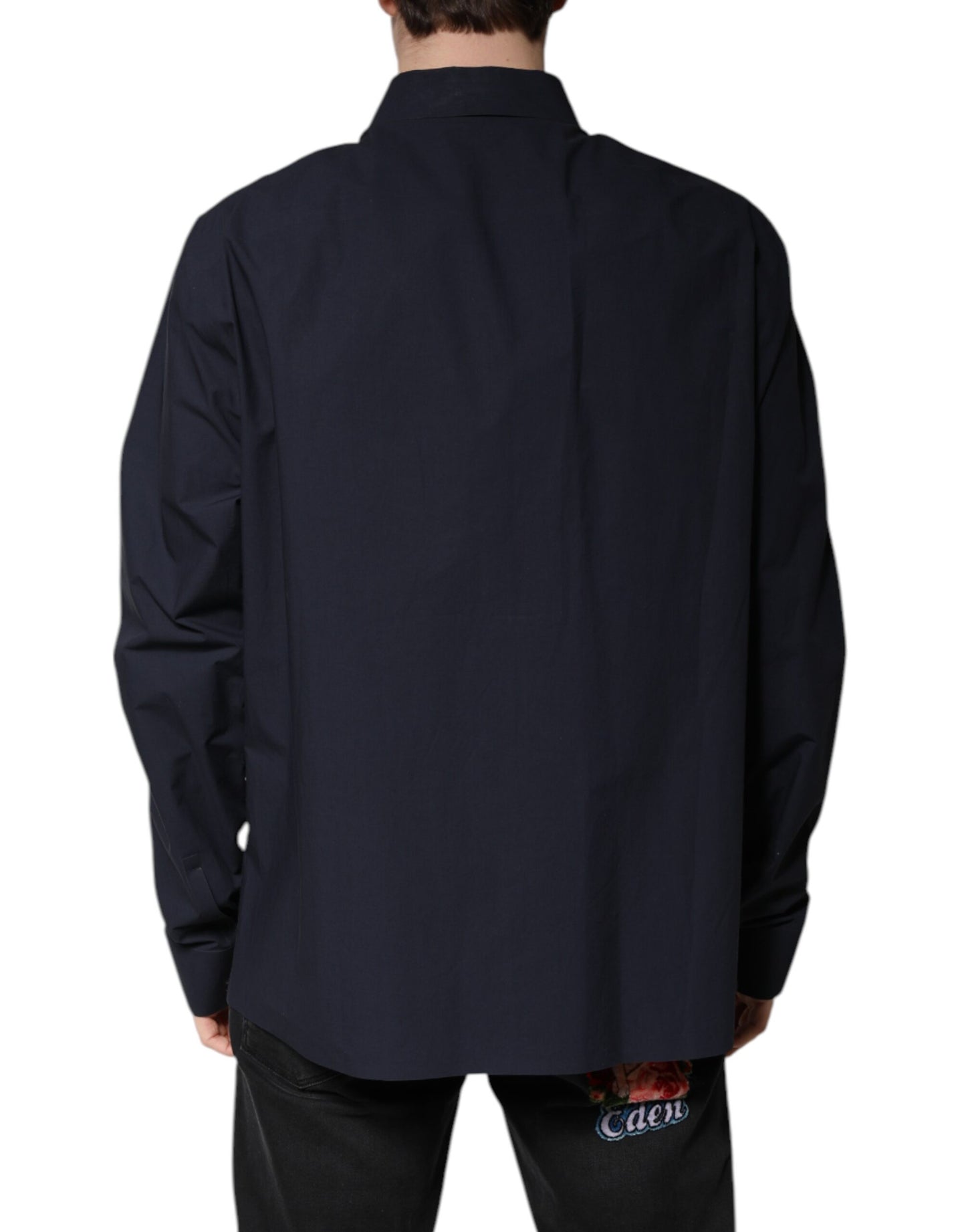Dolce & Gabbana Dark Blue Cotton Long Sleeve Shirt Dolce & Gabbana