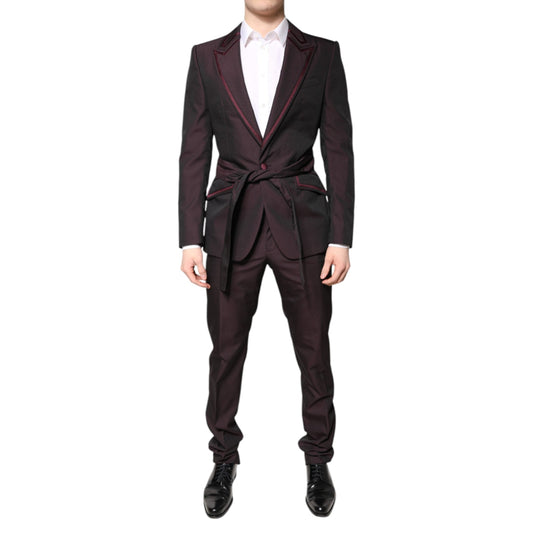 Dolce & Gabbana Maroon Single Breasted Formal 2 Piece Suit Dolce & Gabbana