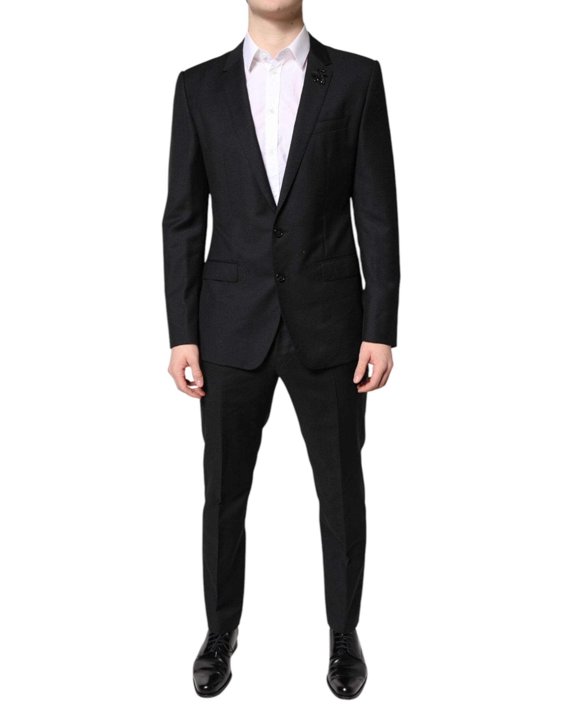 Dolce & Gabbana Black Wool Single Breasted 2 Piece Suit Dolce & Gabbana