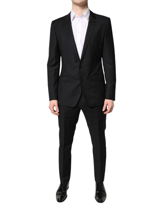 Dolce & Gabbana Black Wool Single Breasted 2 Piece Suit Dolce & Gabbana