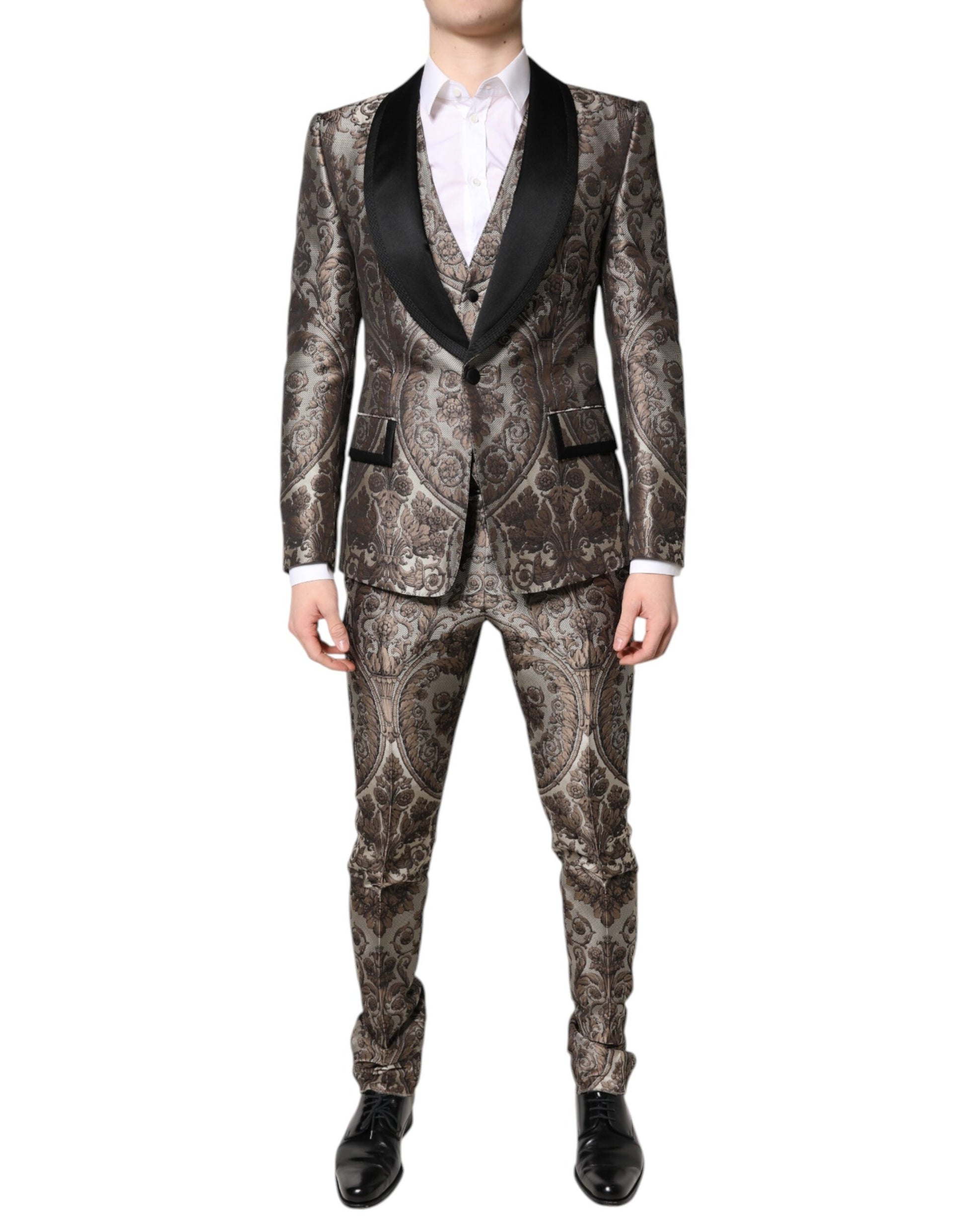 Dolce & Gabbana Multicolor Jacquard Single Breasted 3 Piece Suit Dolce & Gabbana