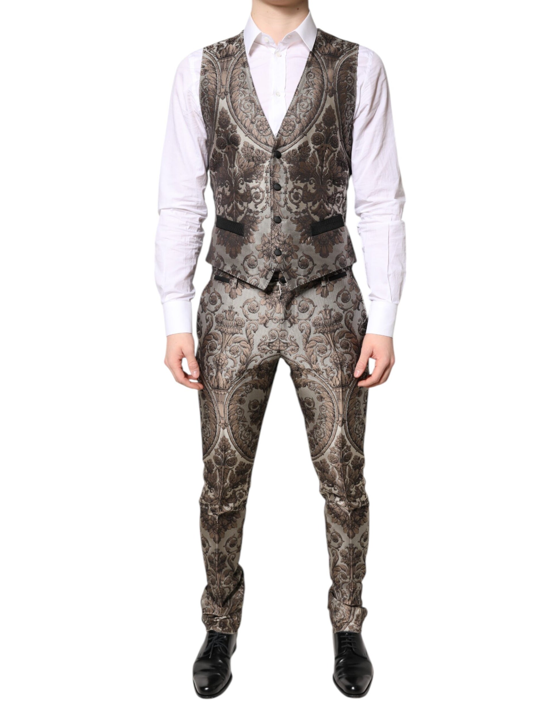 Dolce & Gabbana Multicolor Jacquard Single Breasted 3 Piece Suit Dolce & Gabbana