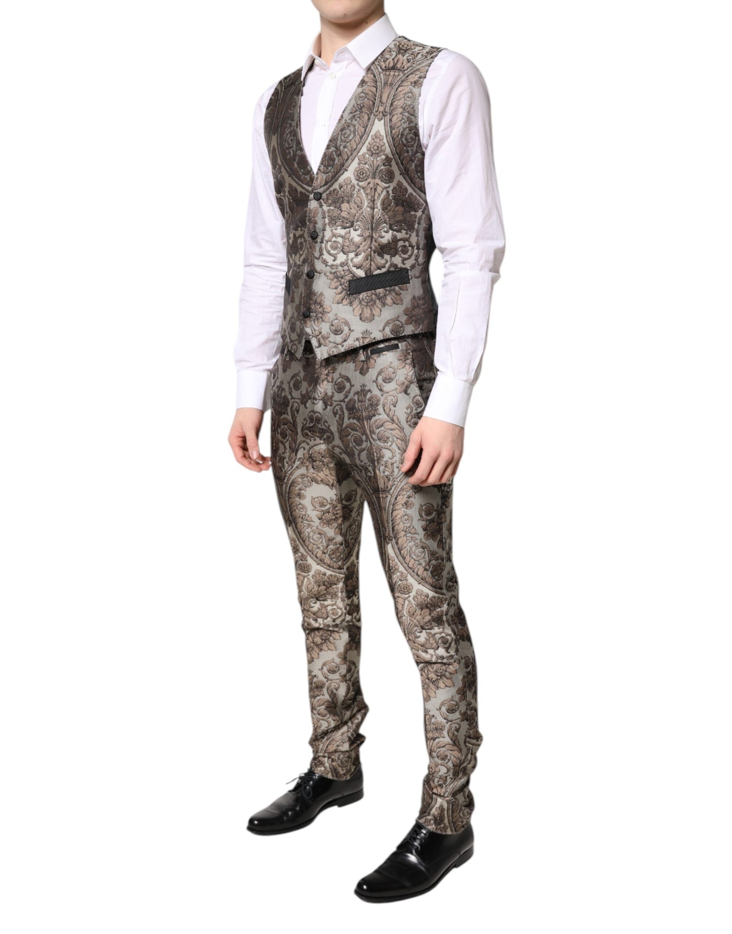 Dolce & Gabbana Multicolor Jacquard Single Breasted 3 Piece Suit Dolce & Gabbana