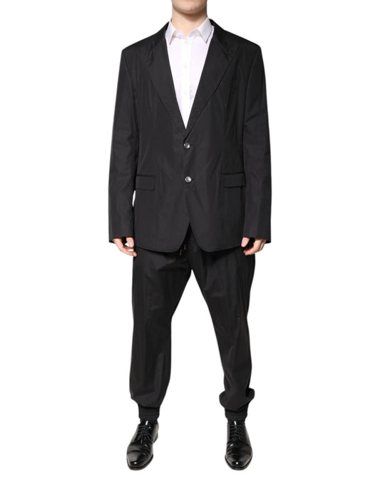 Dolce & Gabbana Black Cotton Single Breasted 2 Piece Suit Dolce & Gabbana