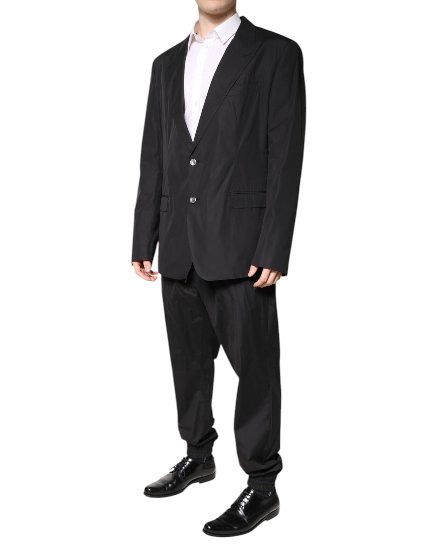 Dolce & Gabbana Black Cotton Single Breasted 2 Piece Suit Dolce & Gabbana
