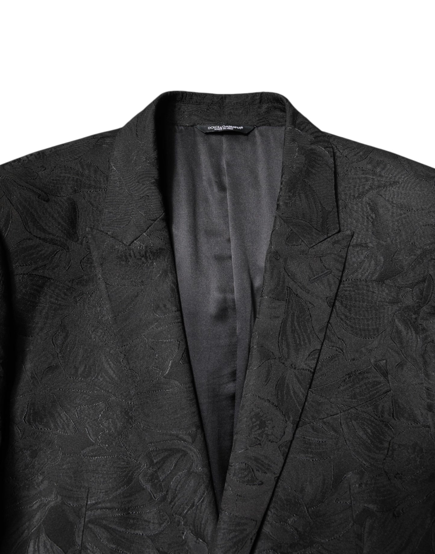 Dolce & Gabbana Black Polyester Floral Jacquard 2 Piece Suit Dolce & Gabbana