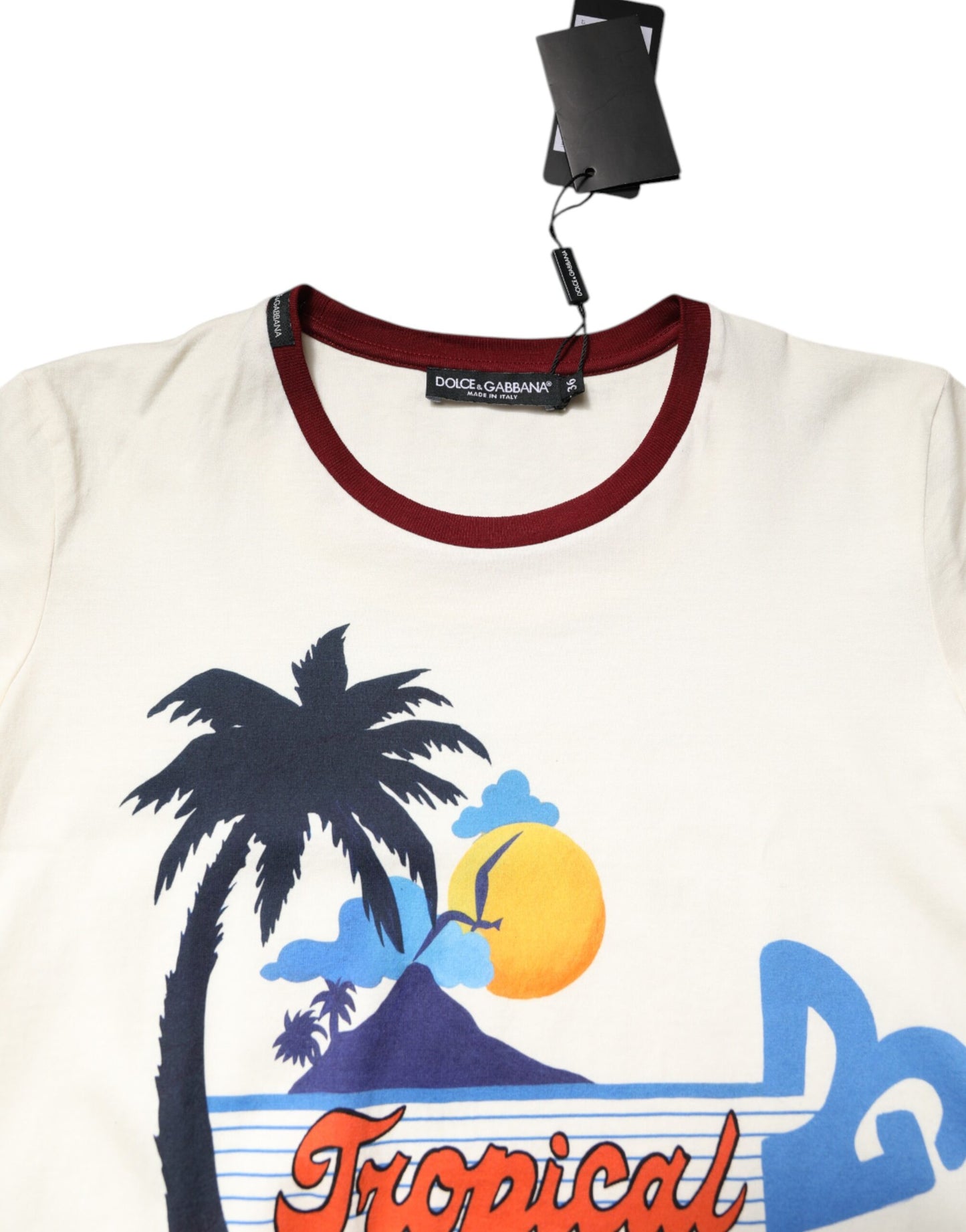 Dolce & Gabbana White Cotton Print Short Sleeves Top T-shirt Dolce & Gabbana