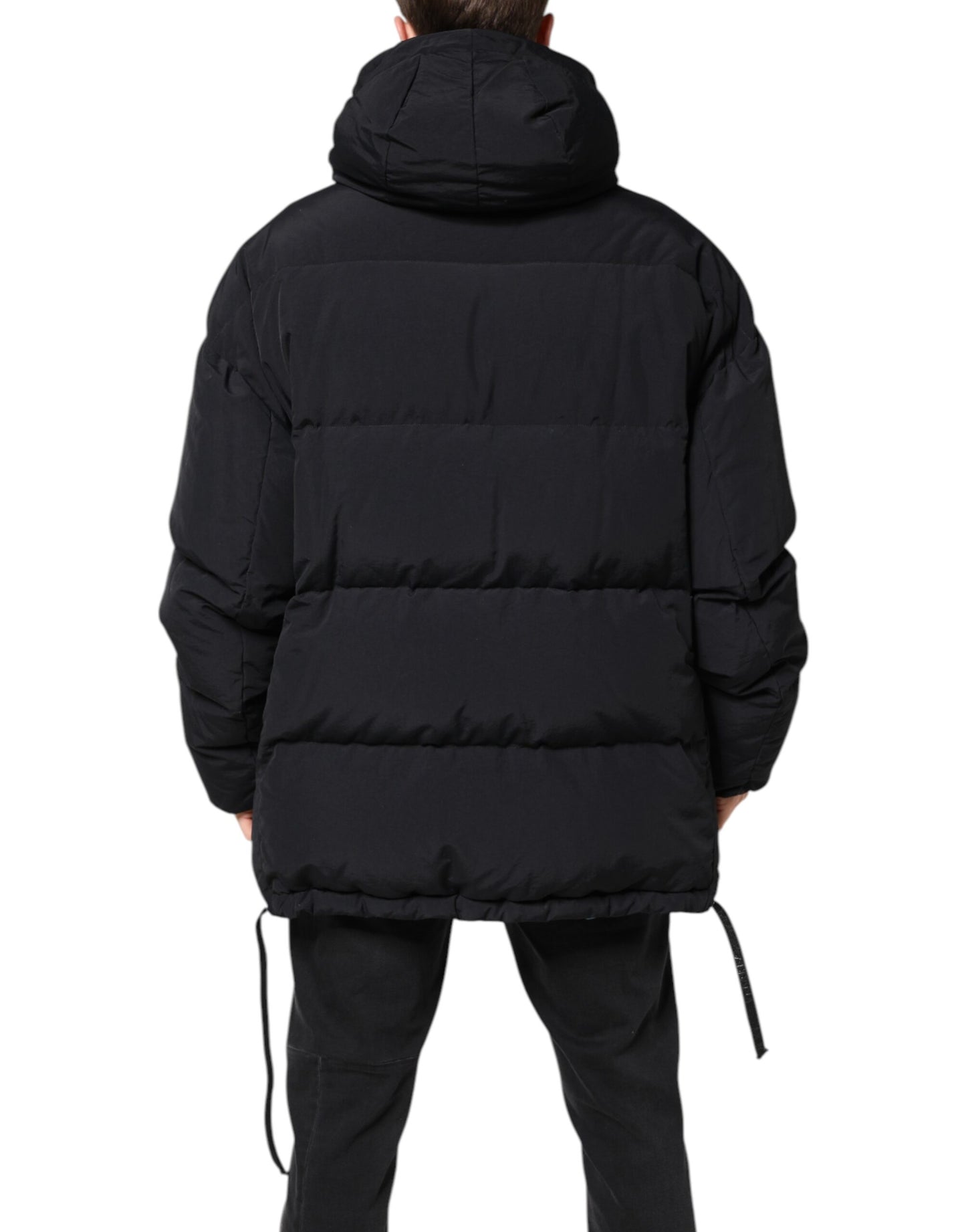 Dolce & Gabbana Black Nylon Full Zip Hooded Parka Jacket Dolce & Gabbana