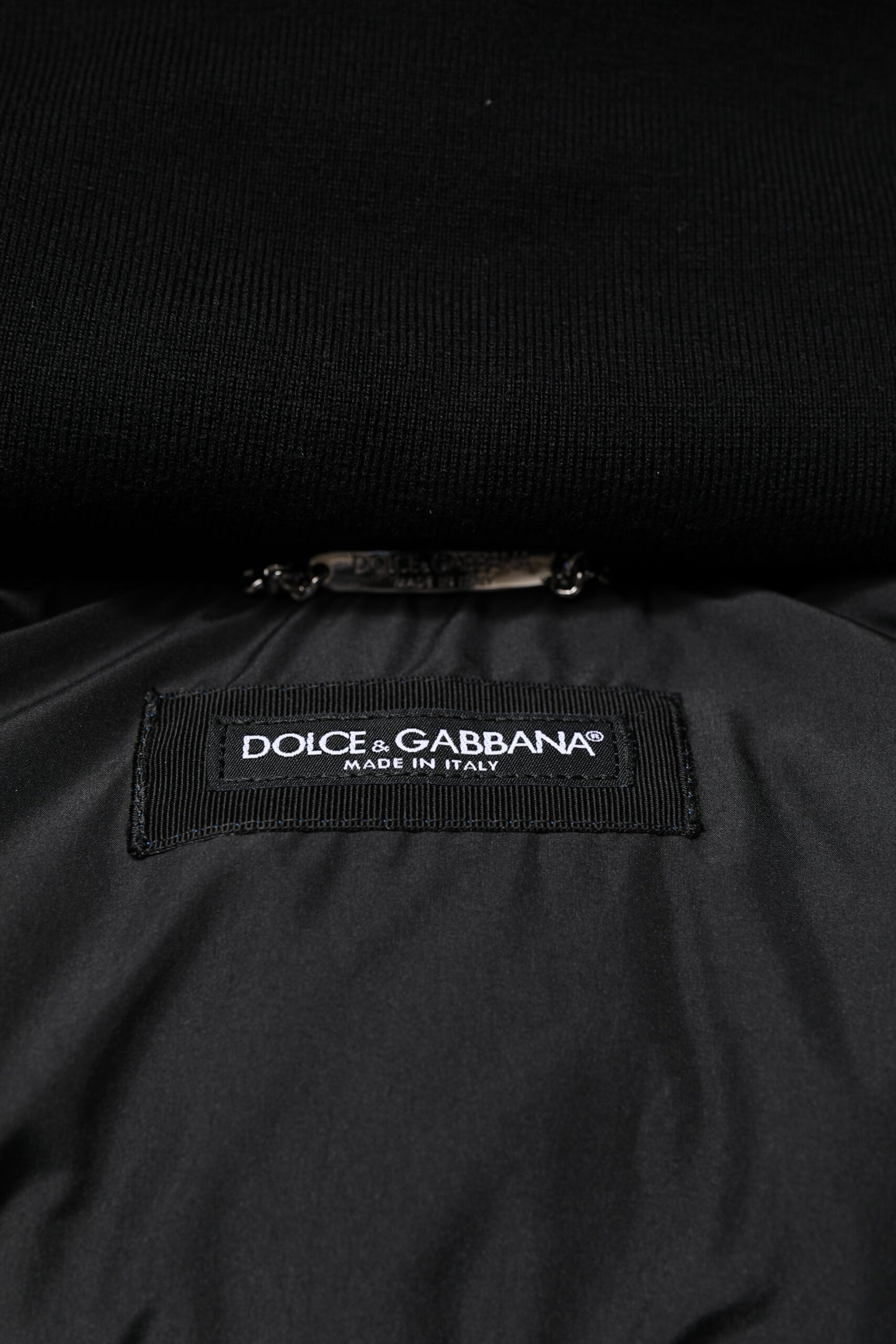 Dolce & Gabbana Blue Logo Full Zip Hooded Quilted Jacket Dolce & Gabbana