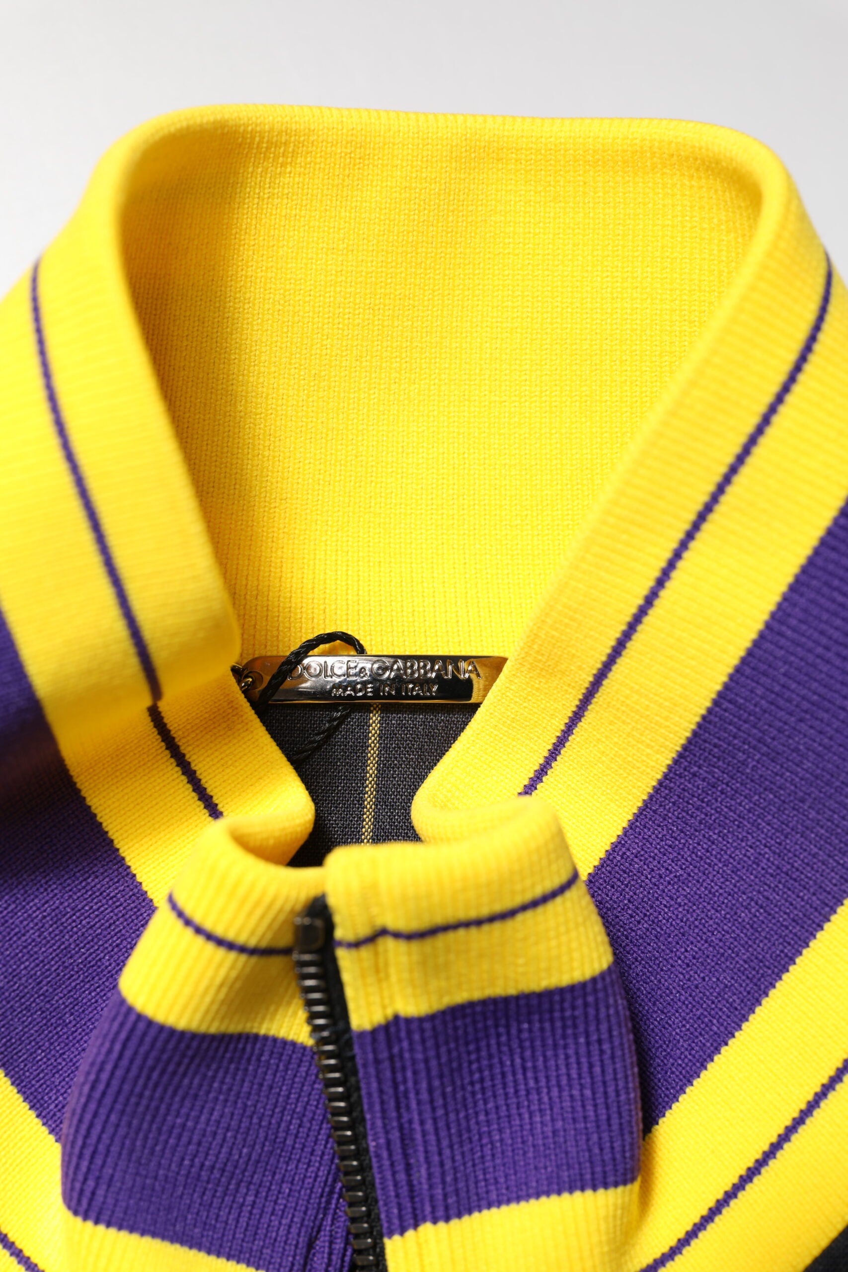 Dolce & Gabbana Black Striped Logo Full Zip Bomber Jacket Dolce & Gabbana