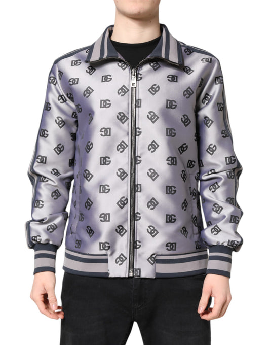 Dolce & Gabbana Gray Logo Monogram Full Zip Bomber Jacket Dolce & Gabbana