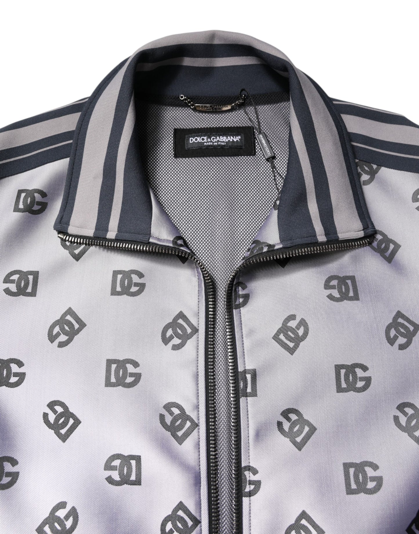 Dolce & Gabbana Gray Logo Monogram Full Zip Bomber Jacket Dolce & Gabbana