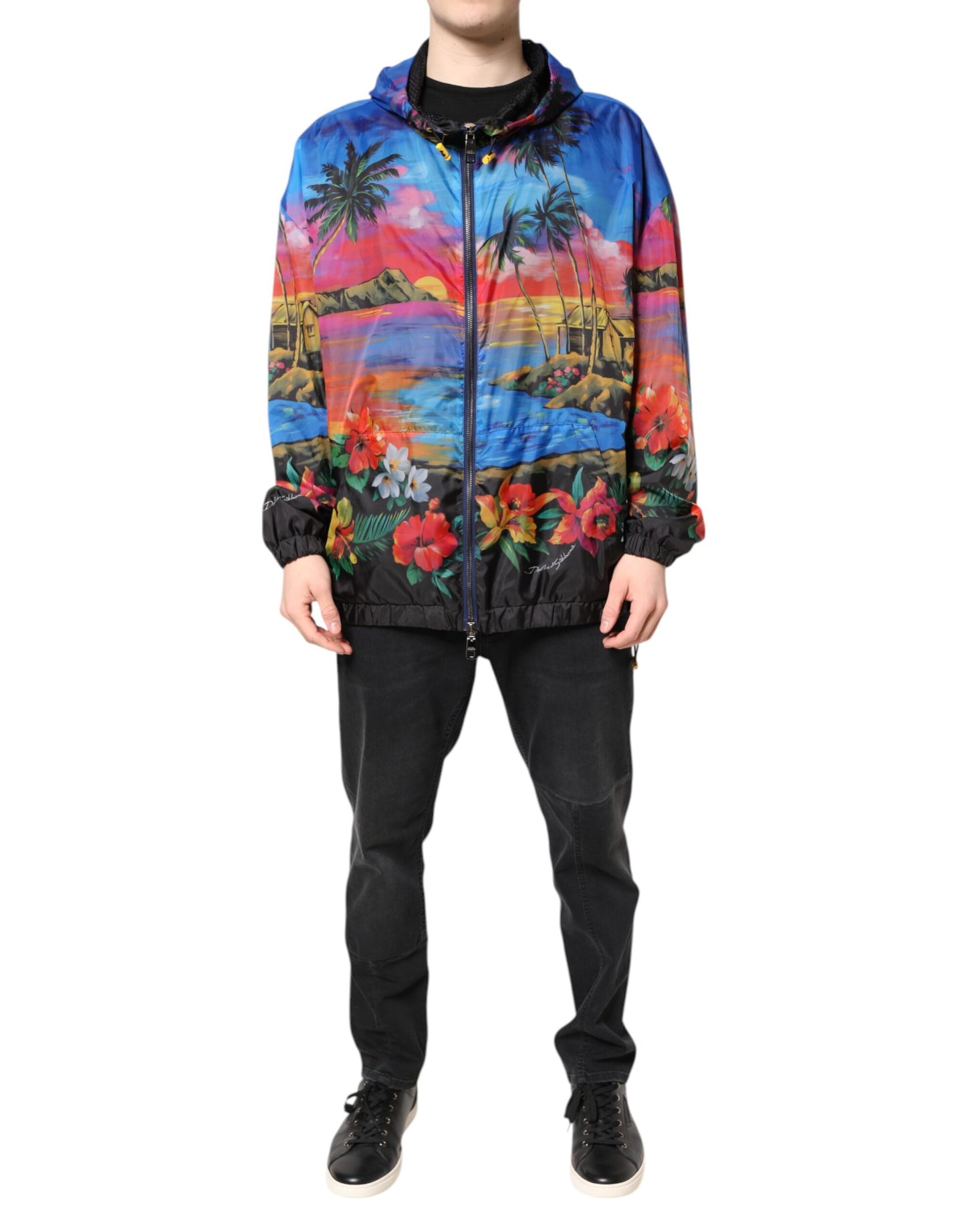 Dolce & Gabbana Multicolor Print Hooded Windbreaker Jacket Dolce & Gabbana