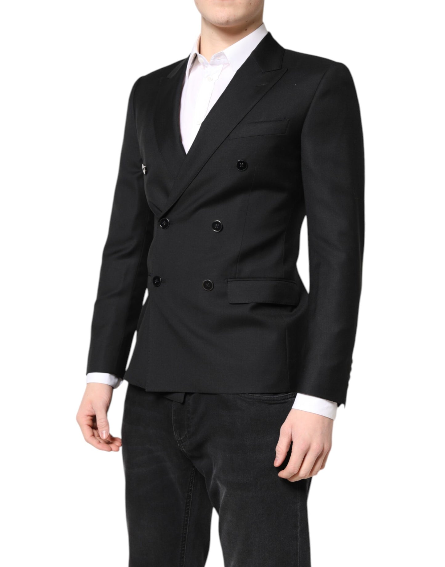 Dolce & Gabbana Black MARTINI Double Breasted Coat Blazer Dolce & Gabbana