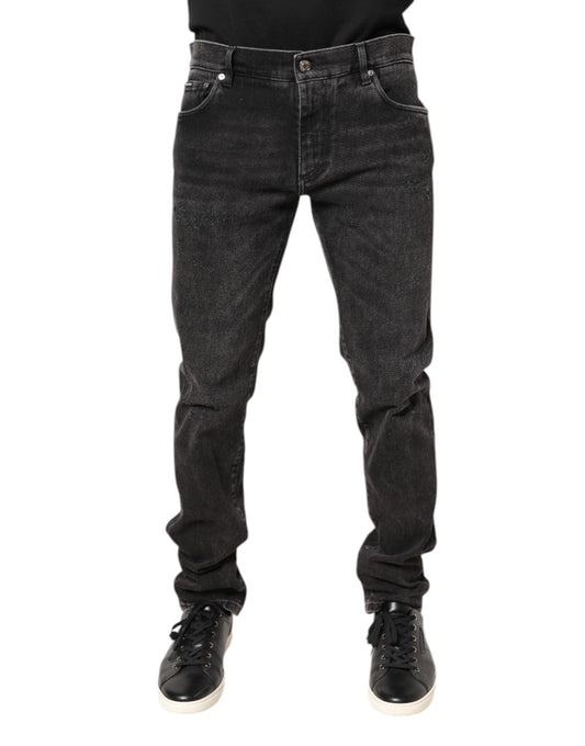 Dolce & Gabbana Gray Washed Cotton Skinny Denim Jeans Dolce & Gabbana