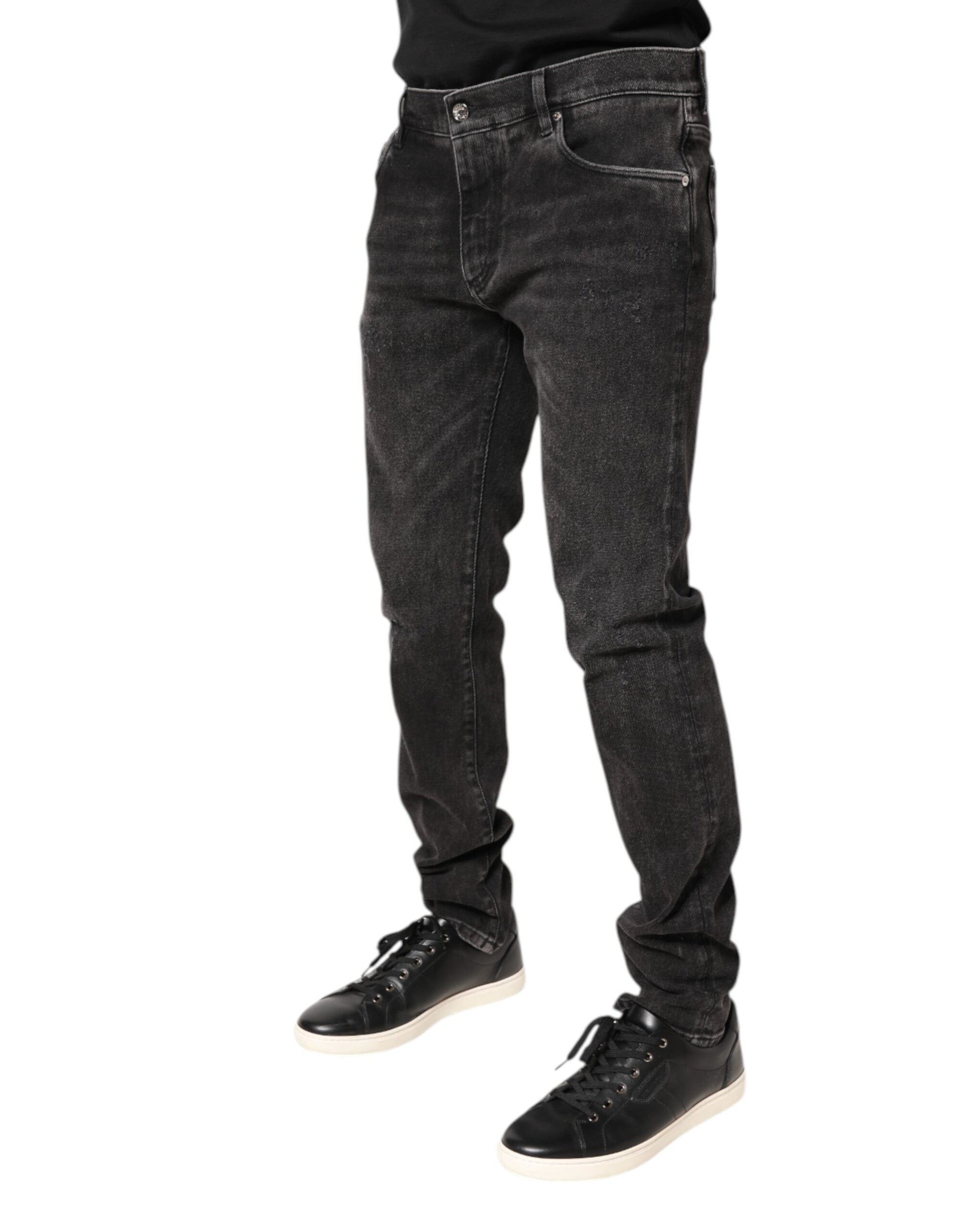 Dolce & Gabbana Gray Washed Cotton Skinny Denim Jeans Dolce & Gabbana