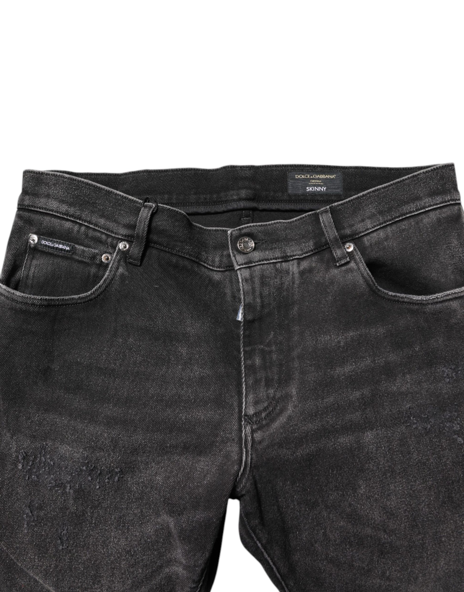 Dolce & Gabbana Gray Washed Cotton Skinny Denim Jeans Dolce & Gabbana