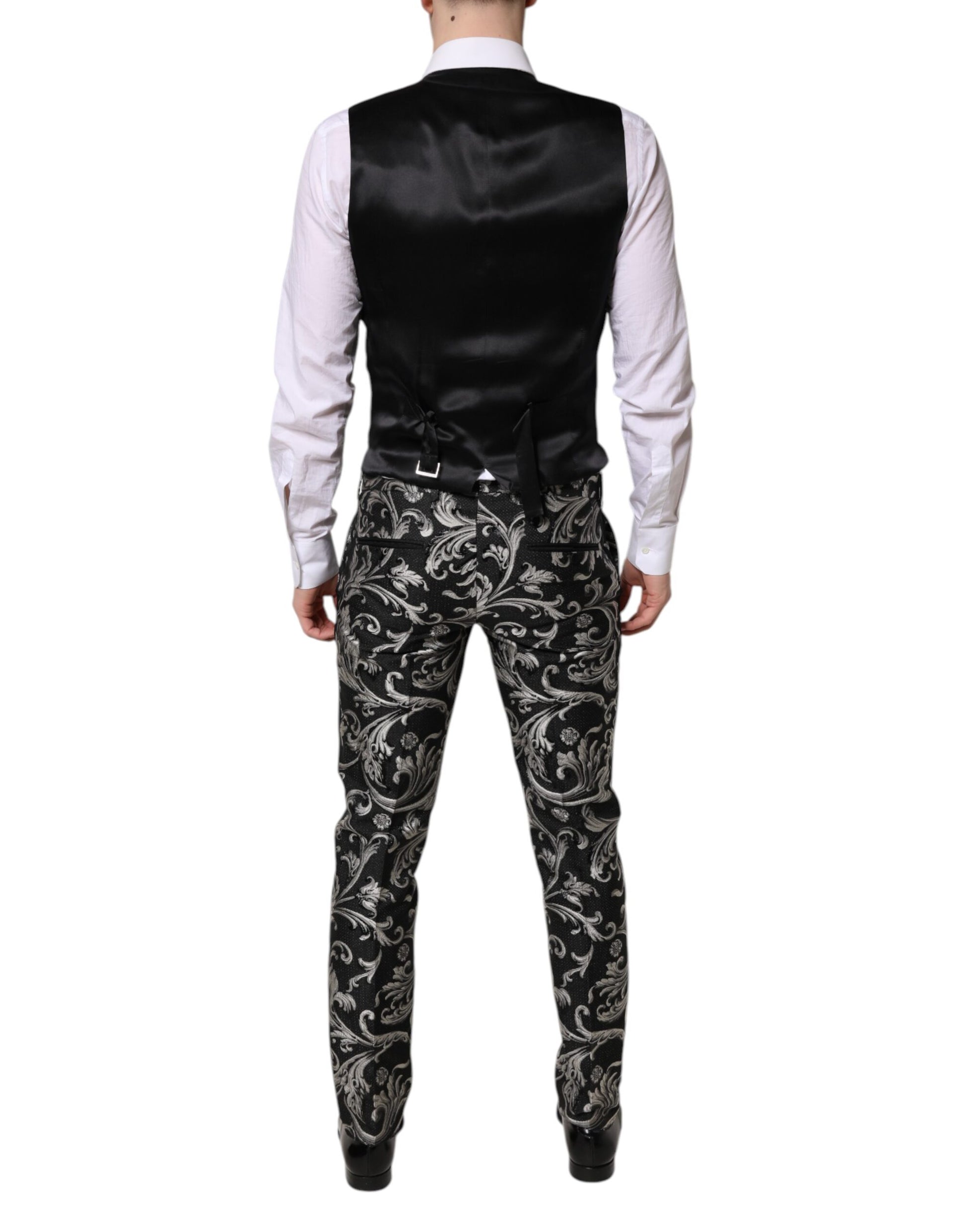 Dolce & Gabbana Black Gray MARTINI Jacquard Men 3 Piece Suit Dolce & Gabbana