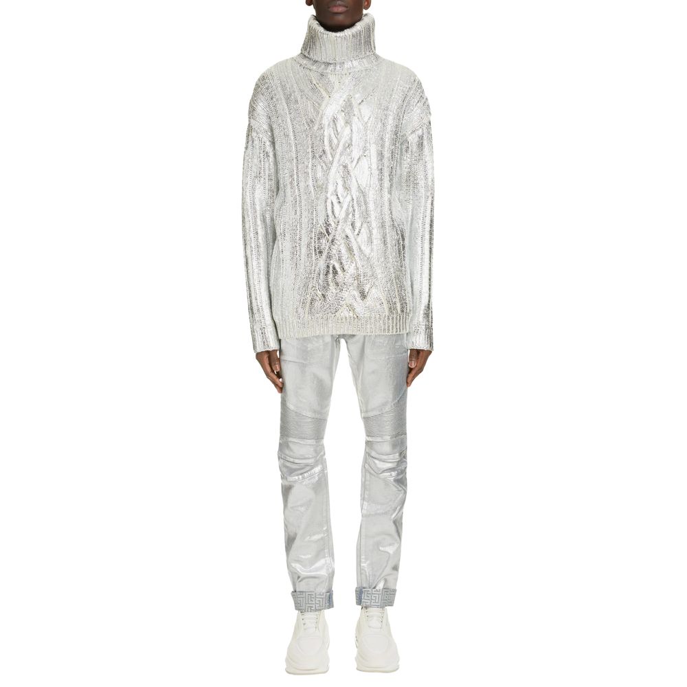 Balmain Brown Wool Men Turtleneck Sweater Balmain