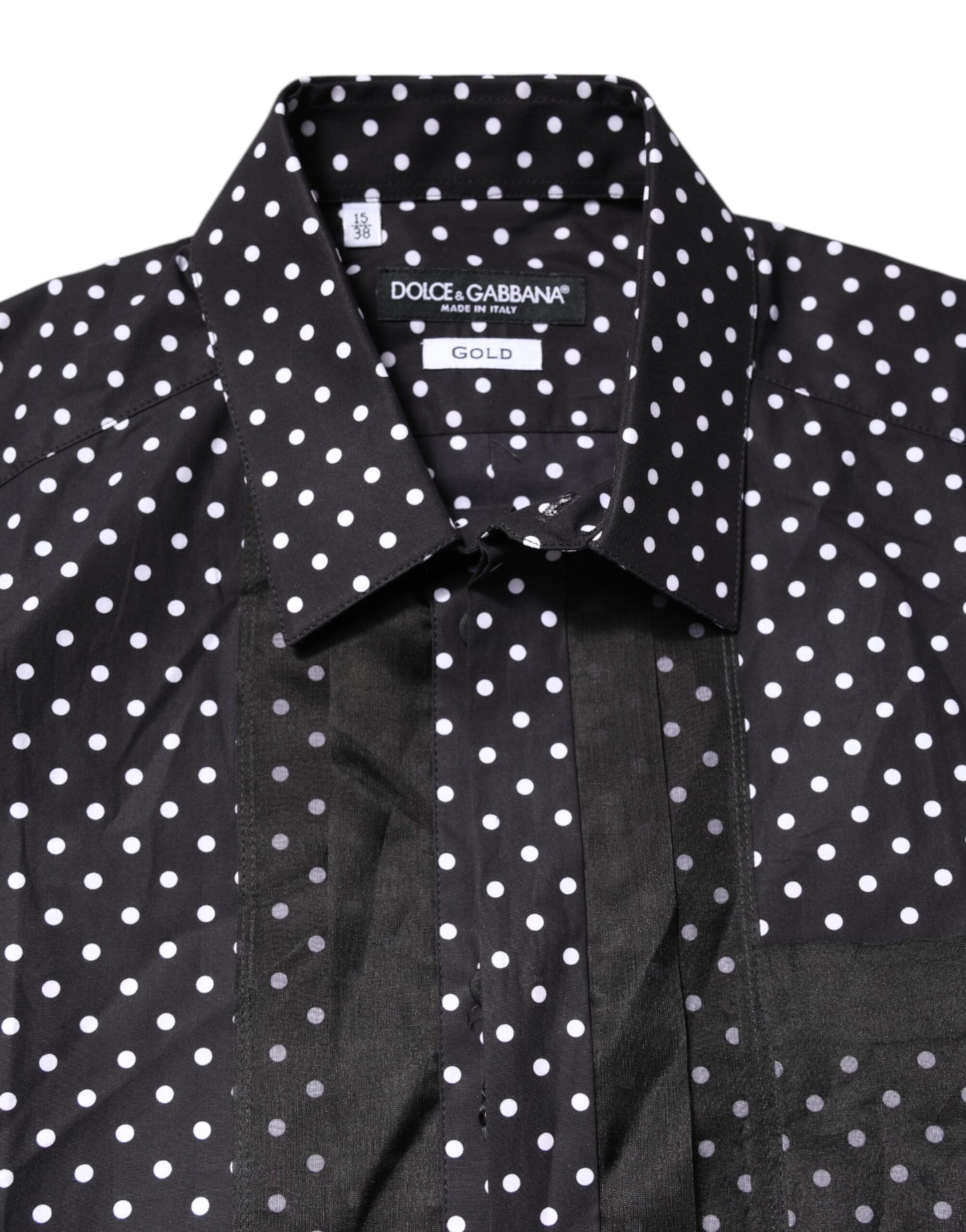 Dolce & Gabbana Black Polka Dot Long Sleeves Gold Formal Shirt Dolce & Gabbana