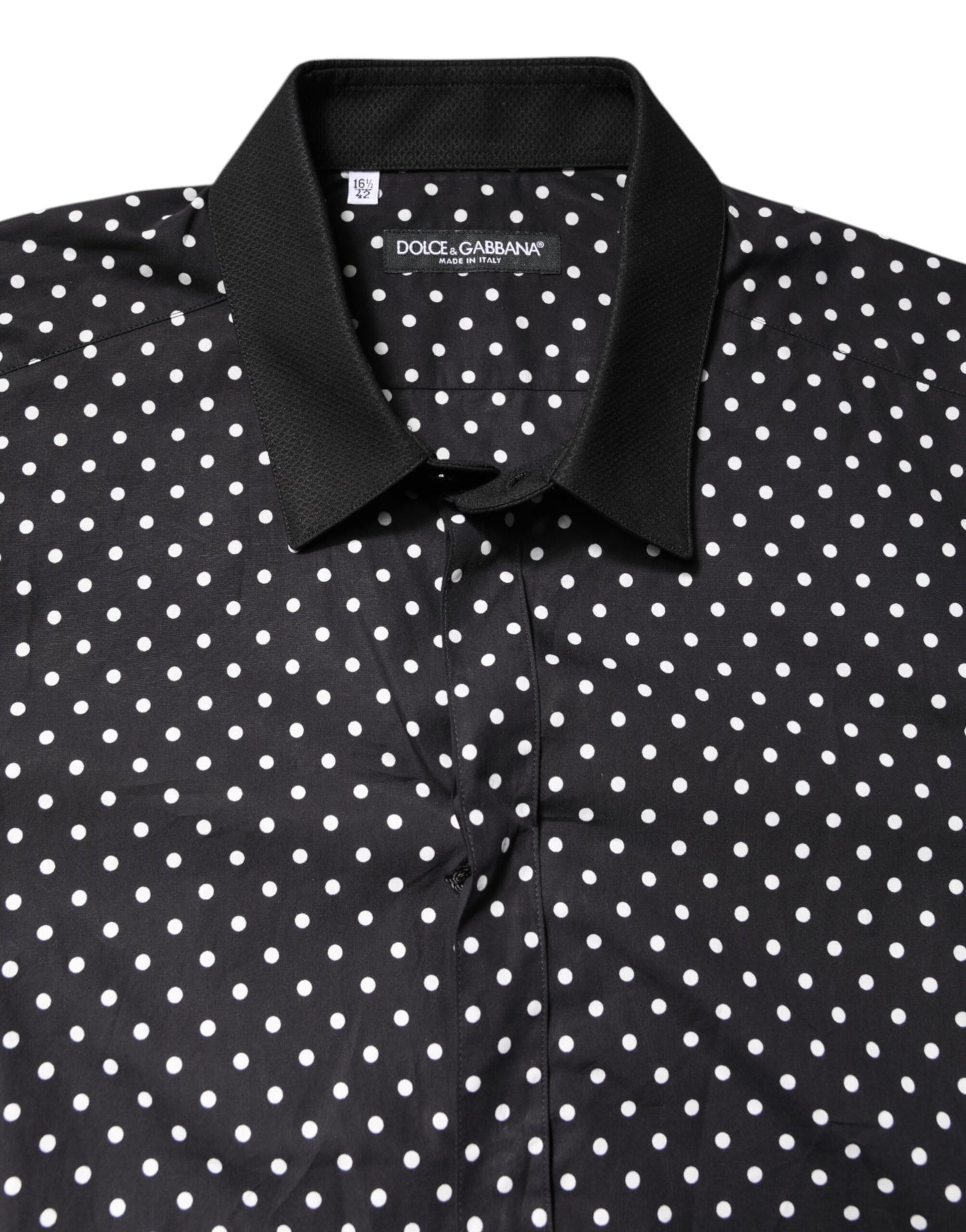 Dolce & Gabbana Black Polka Dot Cotton Formal Dress Shirt Dolce & Gabbana