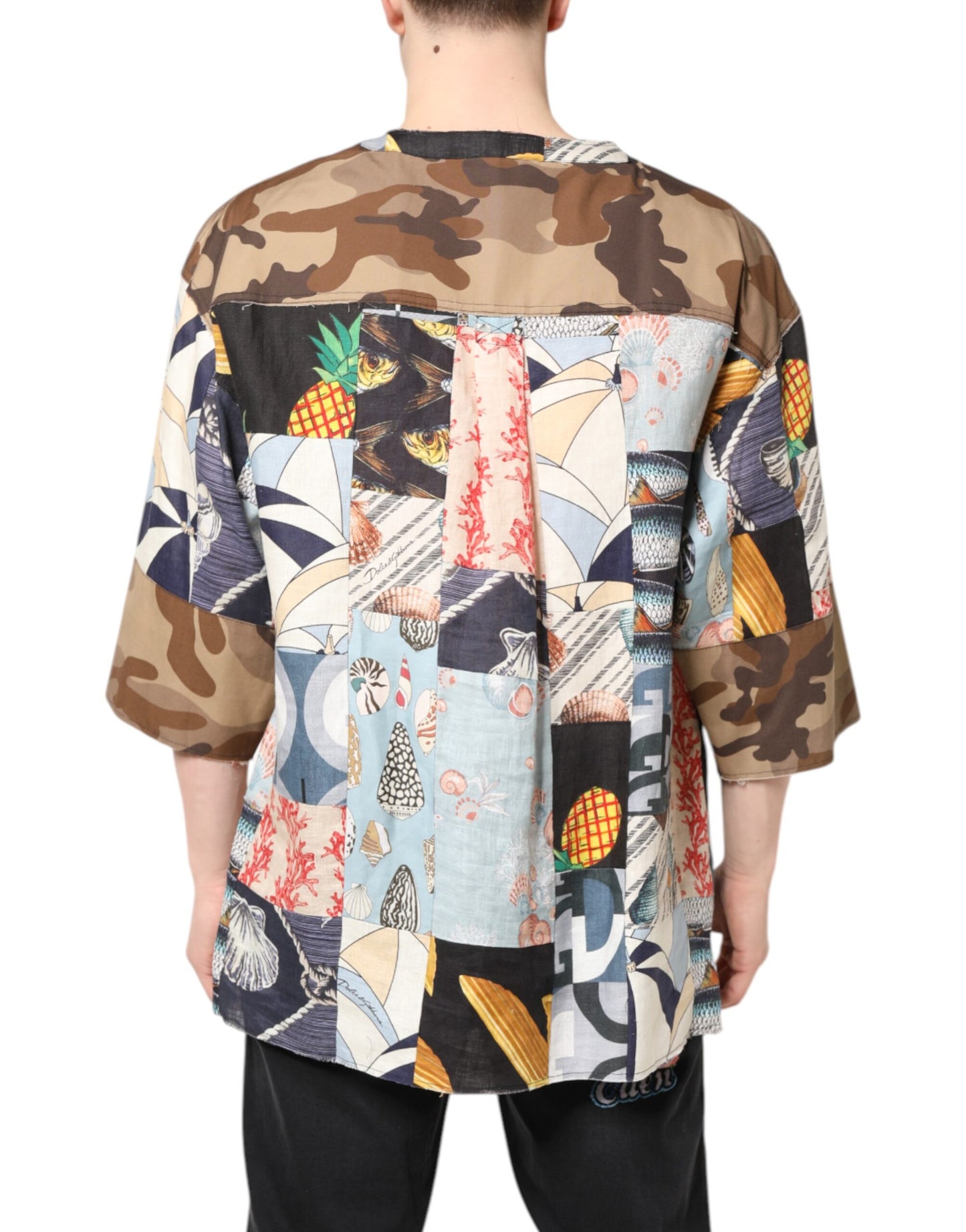 Dolce & Gabbana Multicolor Patchwork Short Sleeves Shirt Dolce & Gabbana