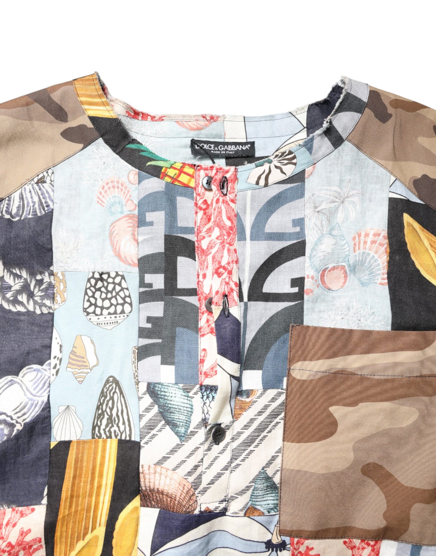 Dolce & Gabbana Multicolor Patchwork Short Sleeves Shirt Dolce & Gabbana