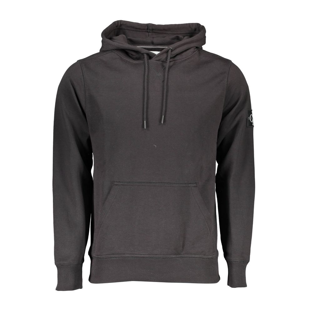 Calvin Klein Black Cotton Men Sweater with Hood Calvin Klein