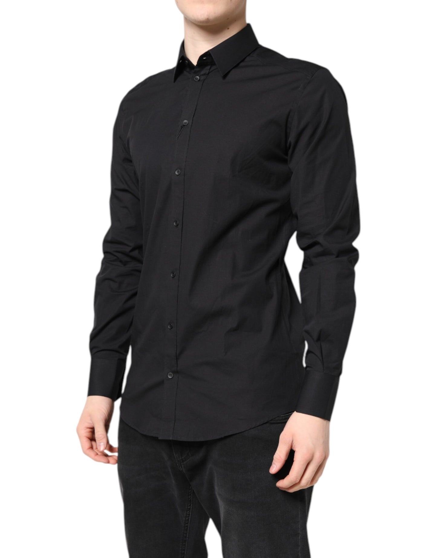 Dolce & Gabbana Black GOLD Cotton Dress Formal Shirt Dolce & Gabbana