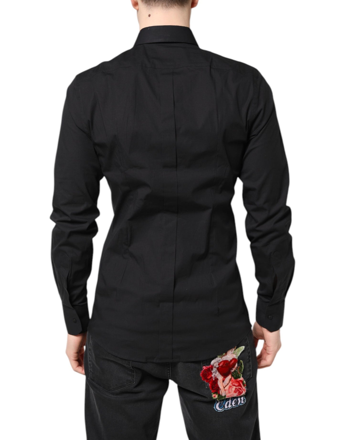 Dolce & Gabbana Black GOLD Cotton Dress Formal Shirt Dolce & Gabbana
