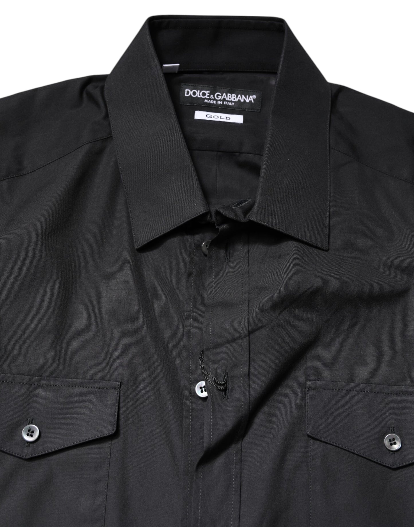 Dolce & Gabbana Black Short Sleeves Cotton GOLD Casual Shirt Dolce & Gabbana