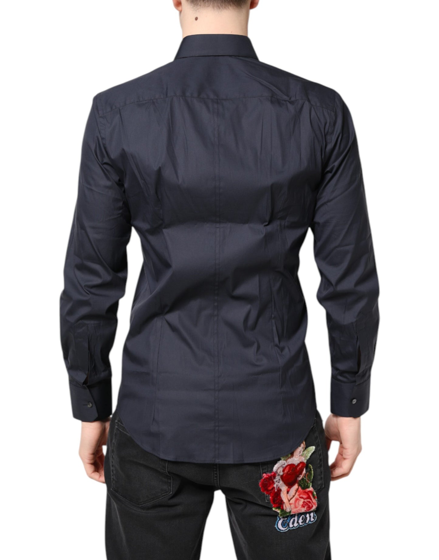 Dolce & Gabbana Dark Blue MARTINI Cotton Dress Formal Shirt Dolce & Gabbana