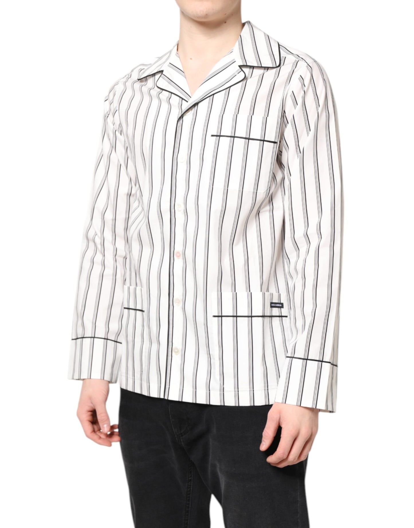 Dolce & Gabbana White Stripes Lounge Pajama Sleepwear Shirt Dolce & Gabbana