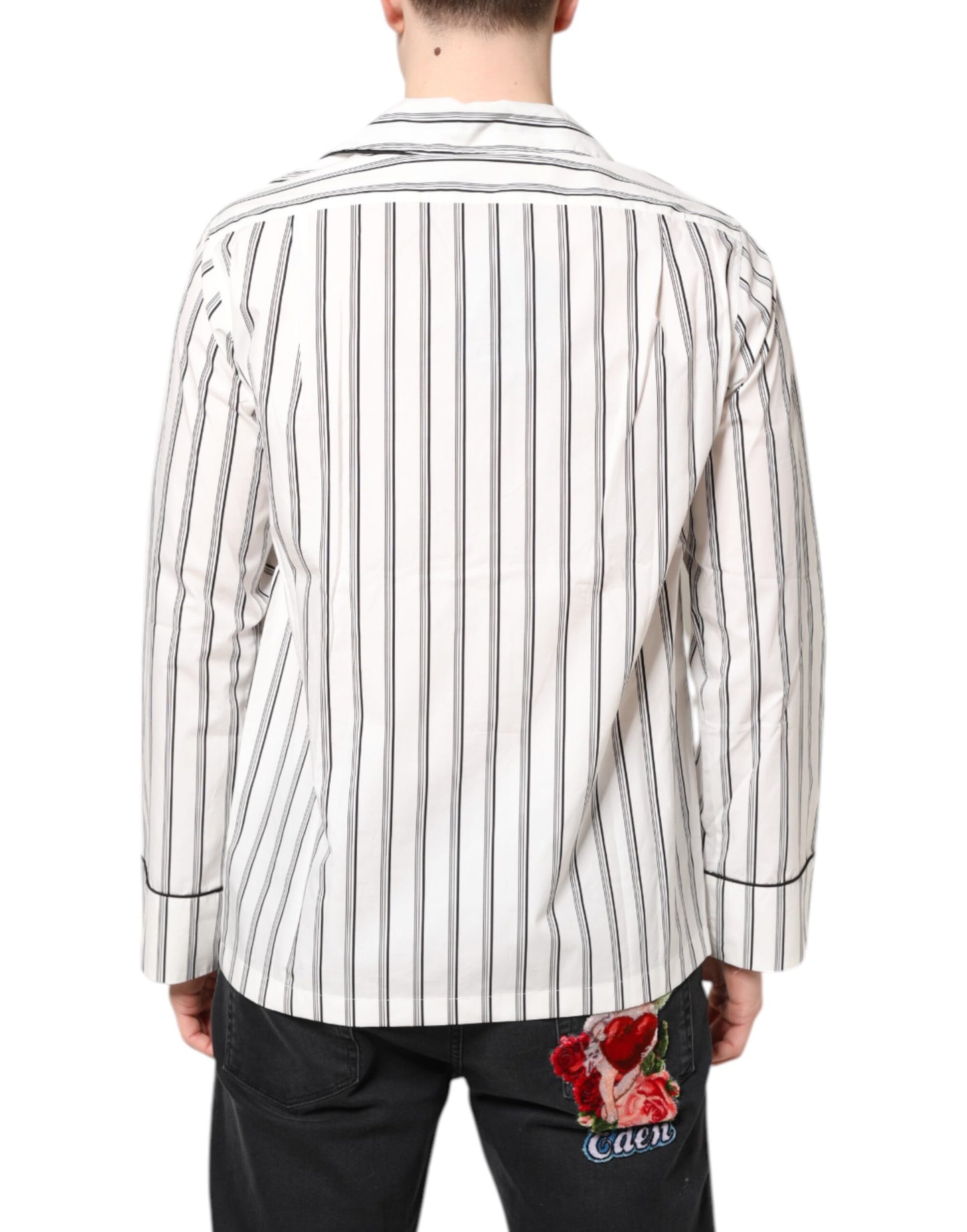 Dolce & Gabbana White Stripes Lounge Pajama Sleepwear Shirt Dolce & Gabbana