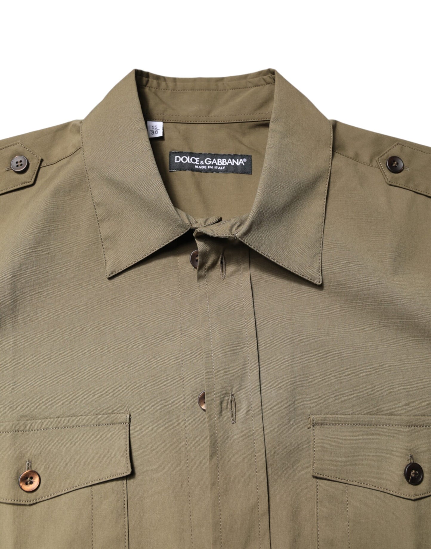 Dolce & Gabbana Brown Cotton Stretch Casual Long Sleeves Shirt Dolce & Gabbana