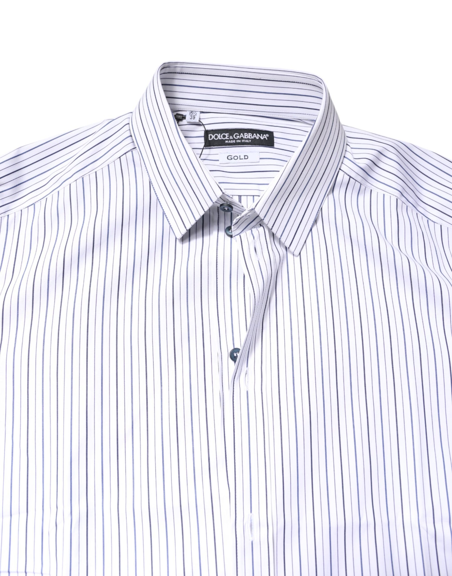 Dolce & Gabbana White Stripes GOLD Cotton Formal Shirt Dolce & Gabbana
